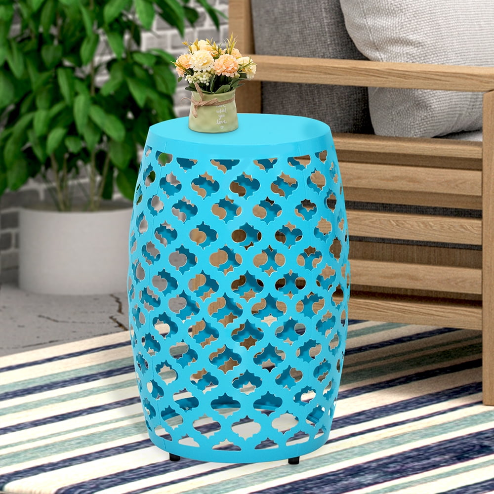 Abble Iron Geometric Side Table, Teal - Image 2