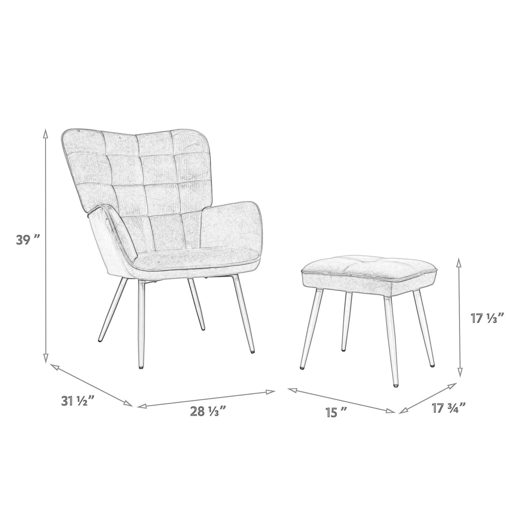 Abble Faux Leather Accent Chair with Ottoman and Toss Pillow for Living Room, Bed Room, Black - Image 4