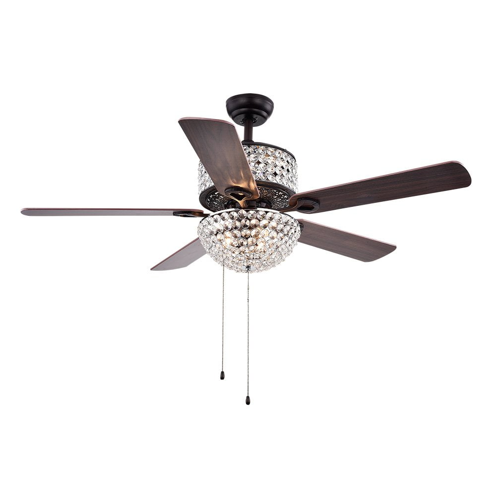 Laure Crystal 6-light Crystal 5-blade 52-inch Ceiling Fan (Optional Remote) - Image 5