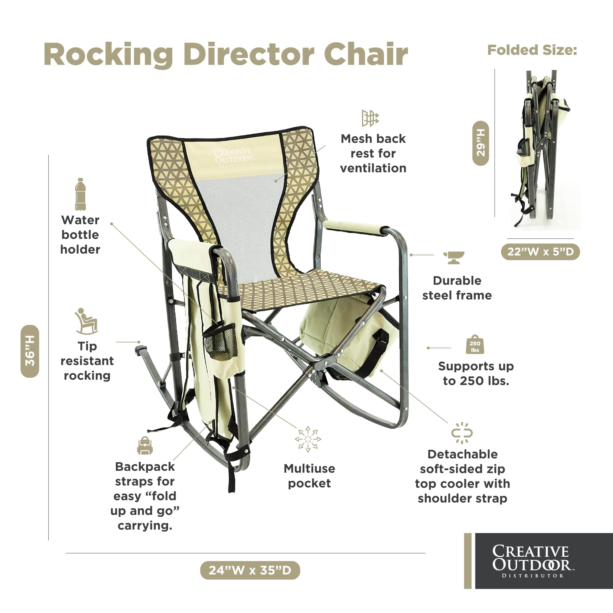 Creative Outdoor Folding Rocking Chair Beach Chair for Camping and Picnic, Earh Diamond - Image 7
