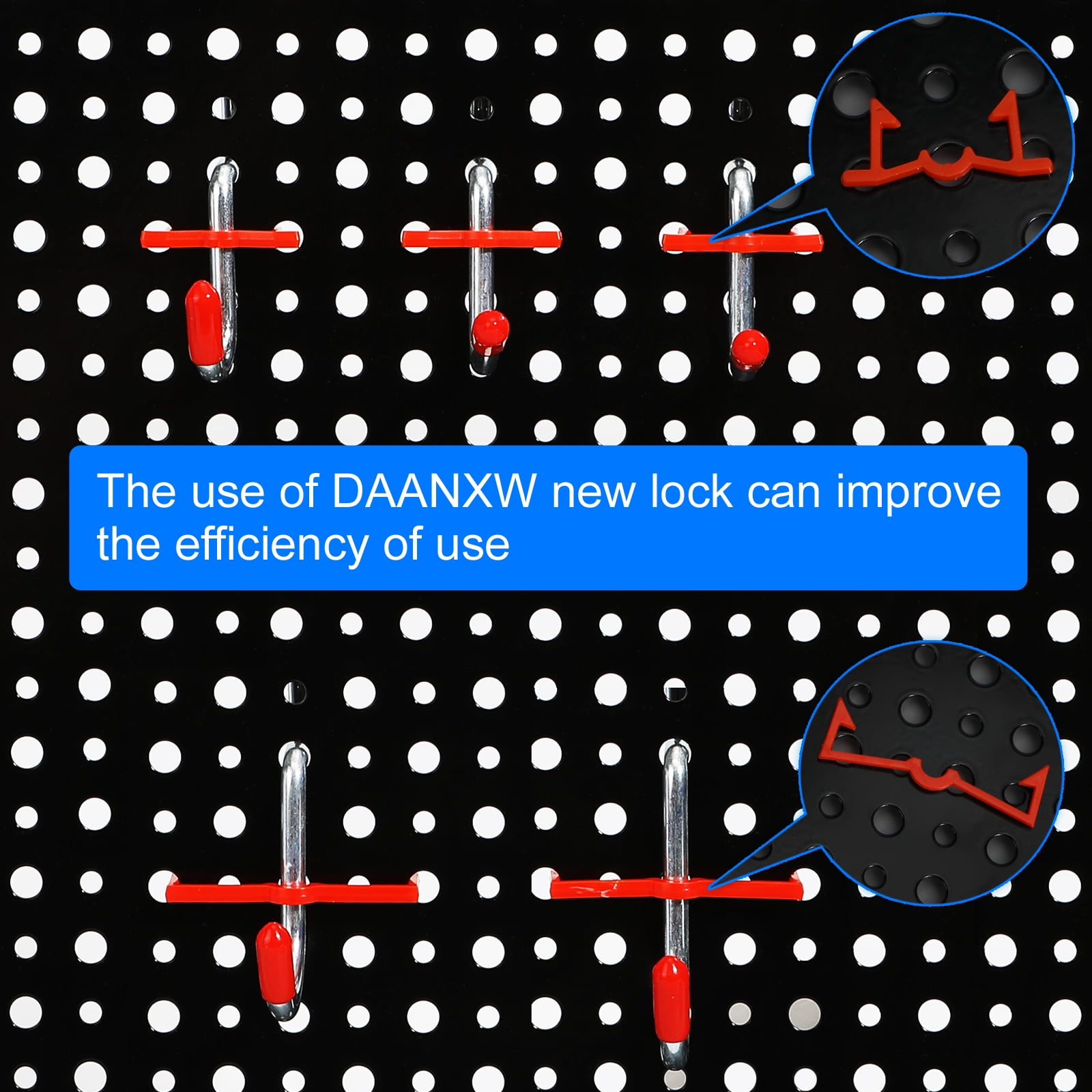 DAANXW 4 Pack 16" Steel Pegboard Tool Organization Panels,1/8" and 1/4" Universal Pegboard (Black) - Image 7