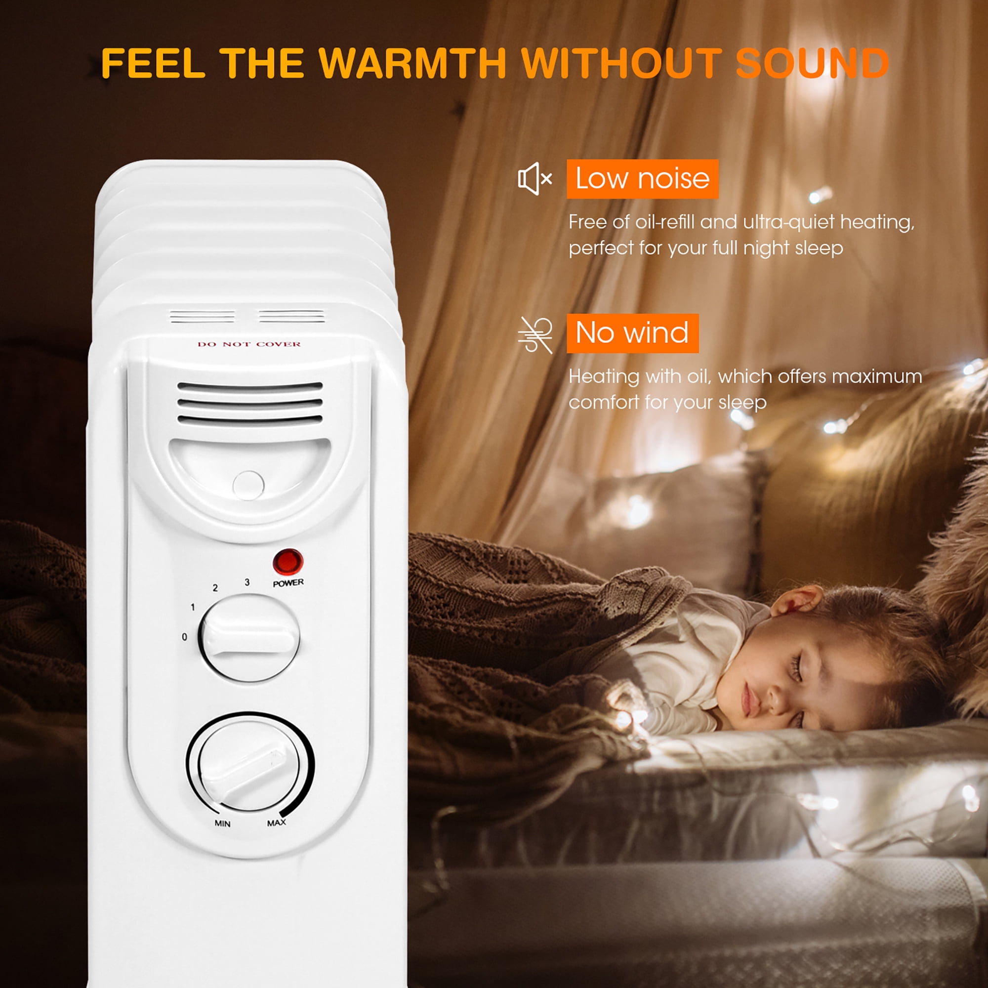 Costway 1500W Electric Oil Filled Radiator Space Heater 5-Fin Thermostat Room Radiant - Image 8