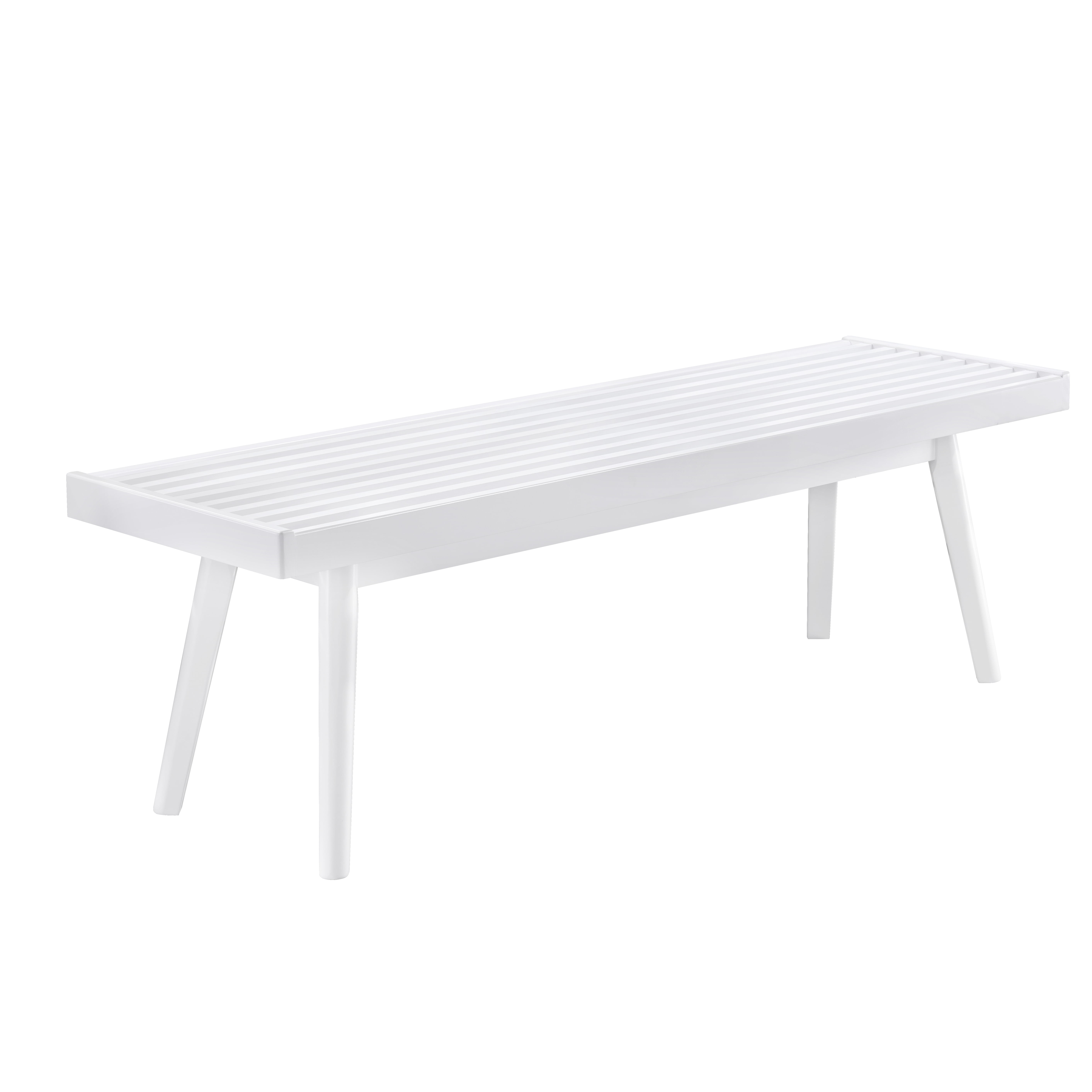 Roundhill Furniture Larwich No Rectangular Entryway Bench with Solid Wood Construction, White - Image 2