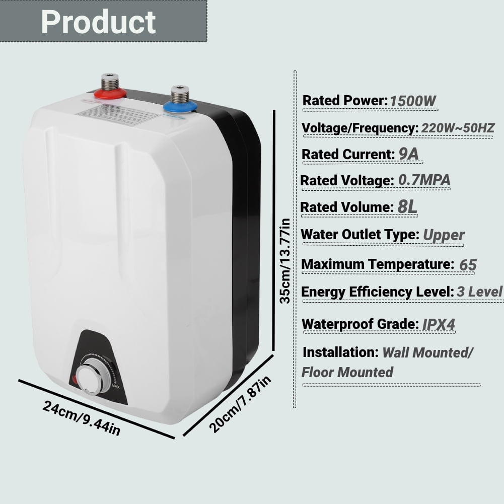 1500W 8L Electric Mini Water Heater Kitchen Shower Hot Water Heating System for Bathroom,2018 - Image 2