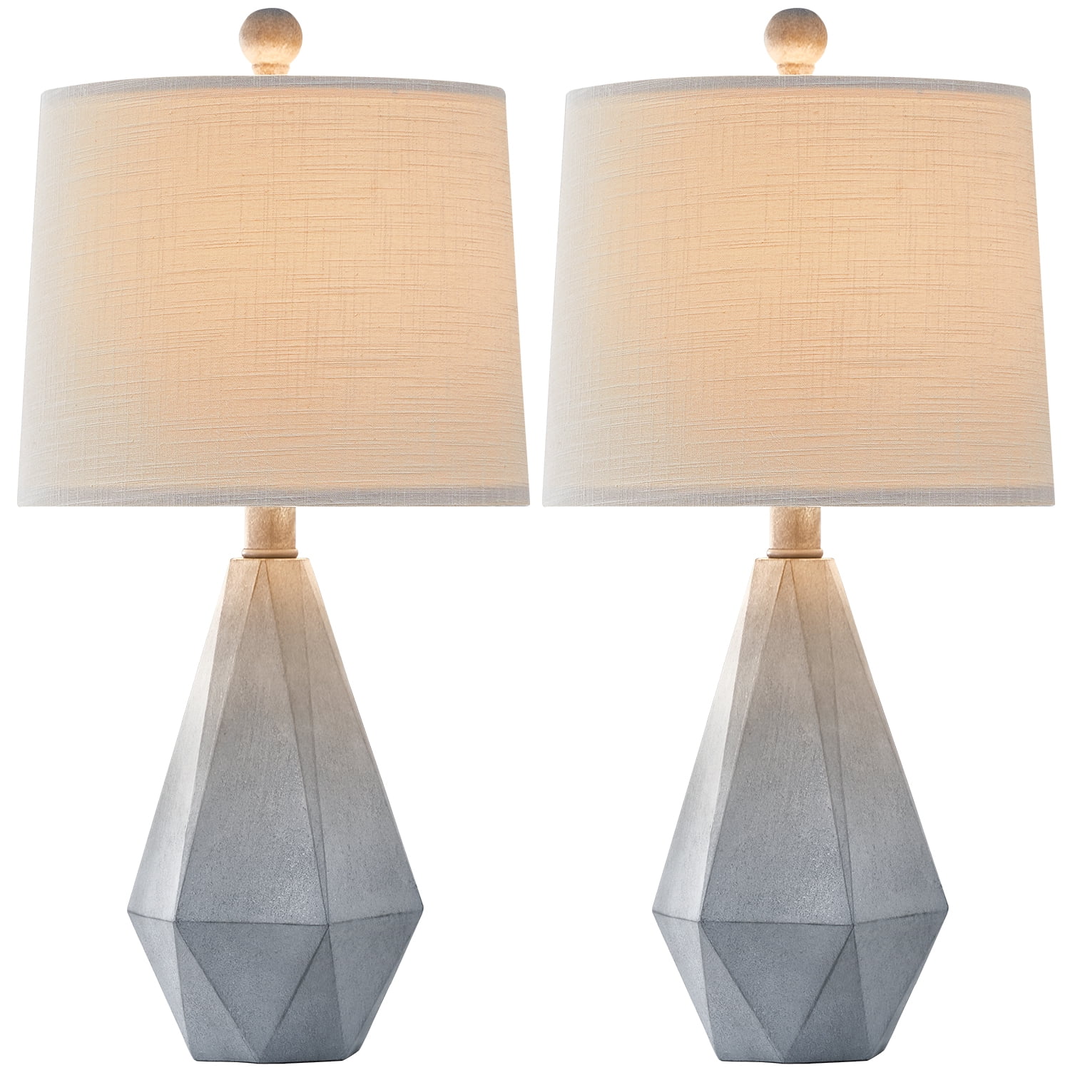 Oneach Farmhouse Table Lamps Set of 2 for Living Room Bedroom 20.25" Resin Bedside Nightstand Lamps with Linen Drum Shade - Image 10