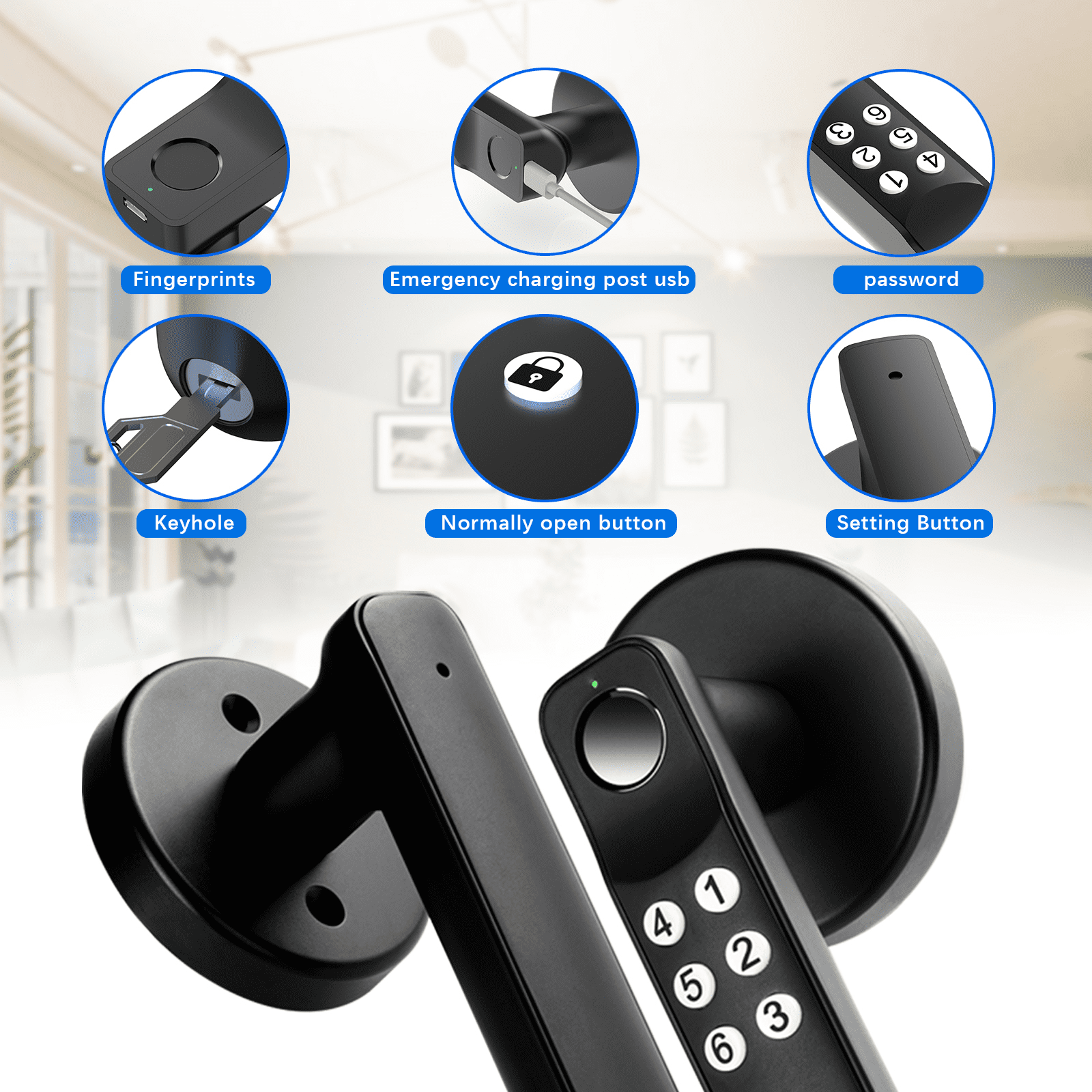 Gavdhe Smart Lock, Fingerprint Door Lock, Biometric Keyless Entry Door Knobs with Keypads 1 Set - Image 7