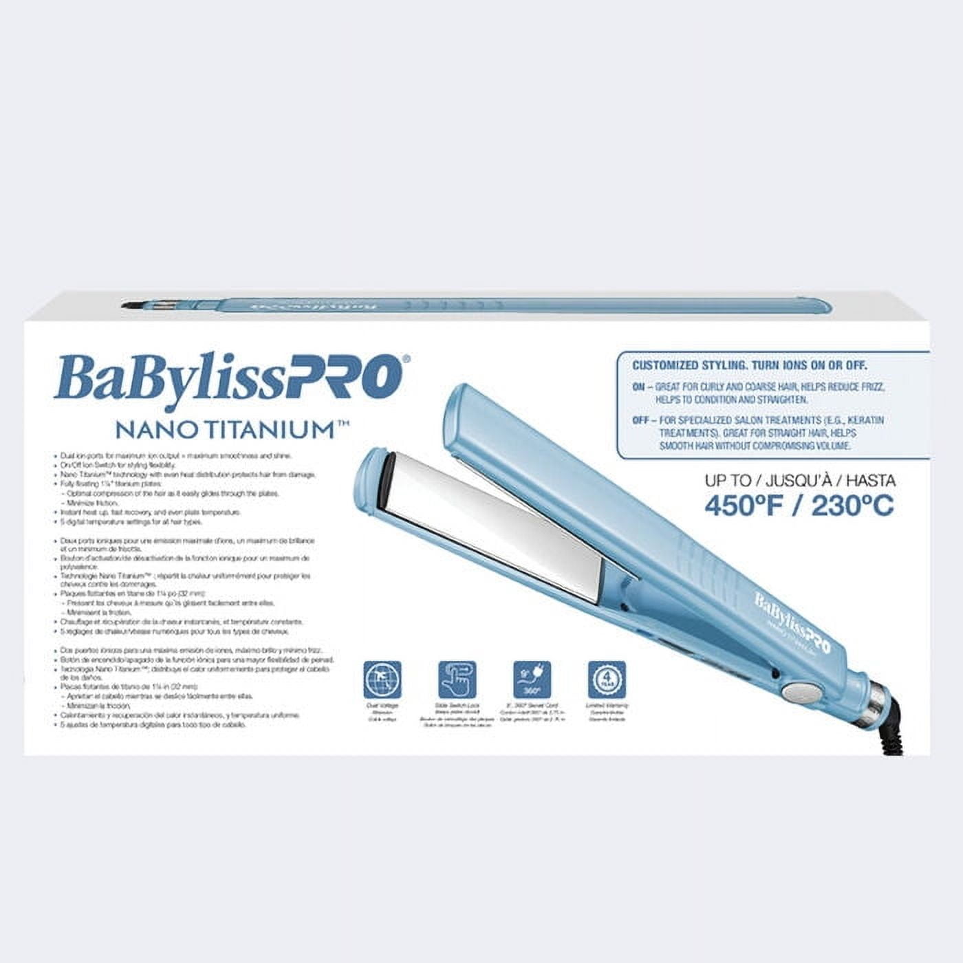BaBylissPRO Nano Titanium 1 1/4" Dual Ionic Flat Iron Hair Straightener - Image 5