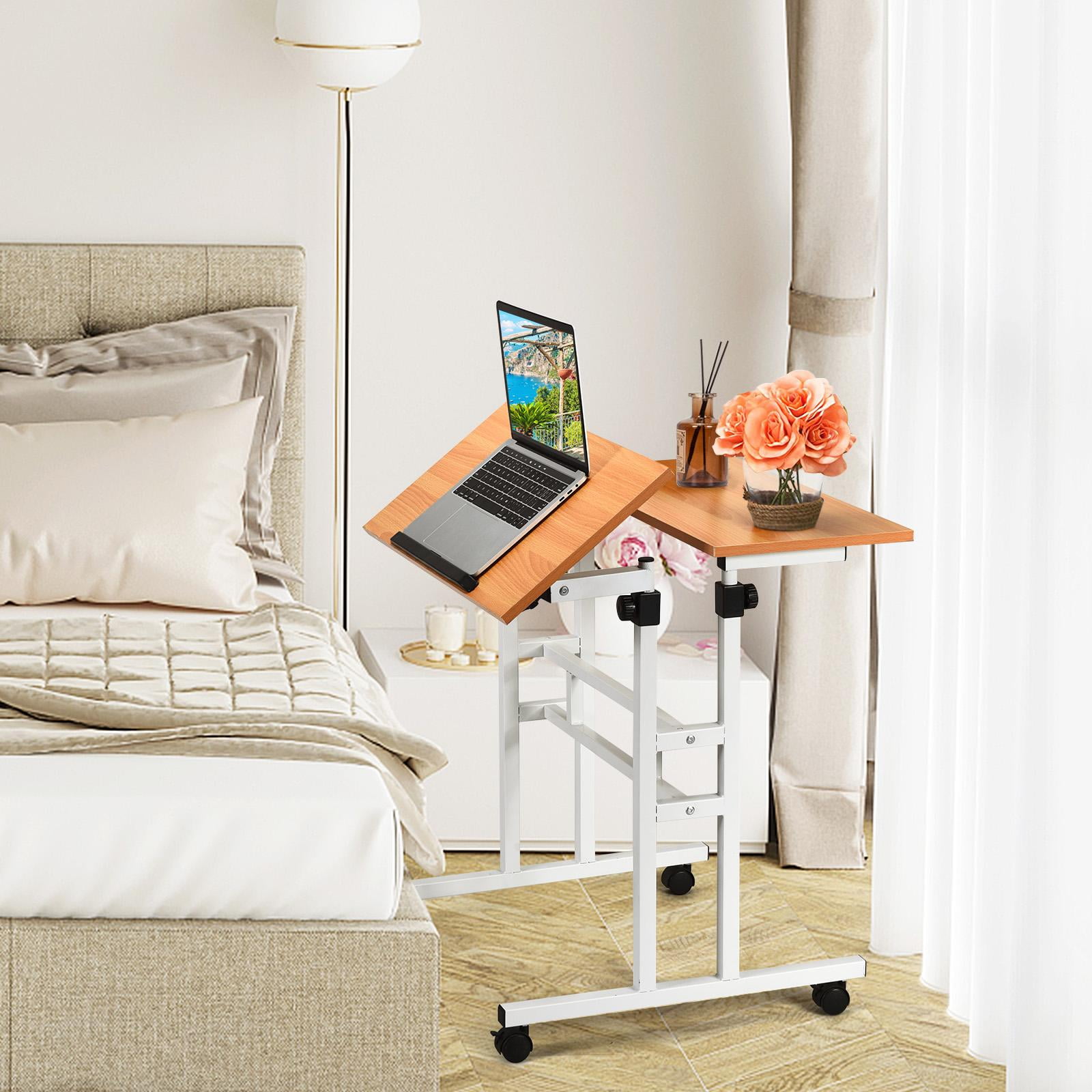 Giantex Mobile Standing Desk, Height Adjustable Stand up Desk w/Lockable Casters for Standing or Sitting, Home Office Computer Workstation - Image 6