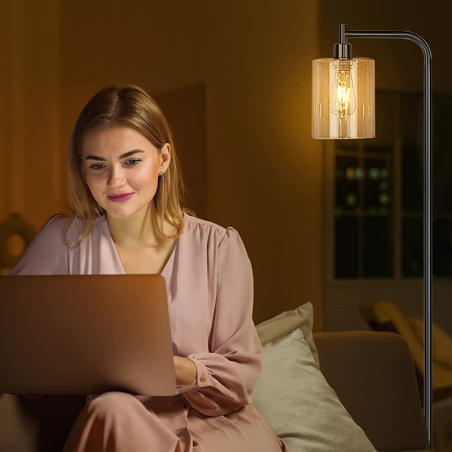 Rottogoon 67" Industrial LED Floor Lamp for Living Room Modern Standing Lamp Tall Pole Light Black - Image 3