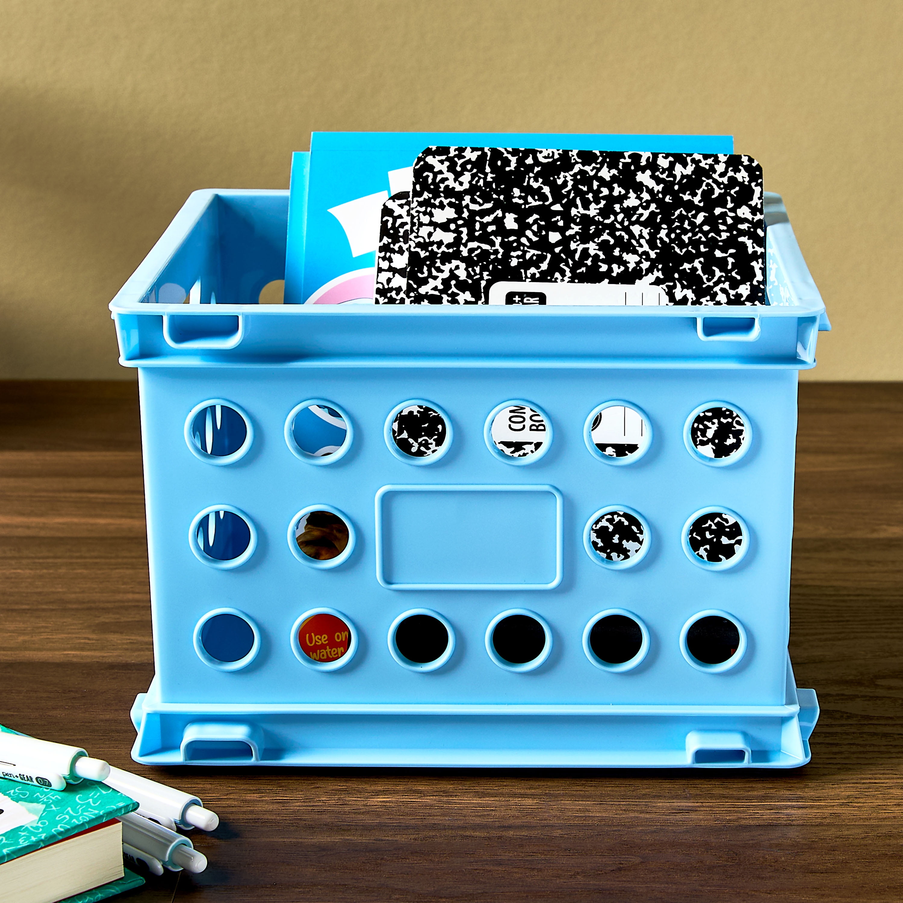 (12 pack) Pen+Gear Plastic Mini Crate, Modular Desktop Storage Box, Sky Blue, 12-Pack - Image 3