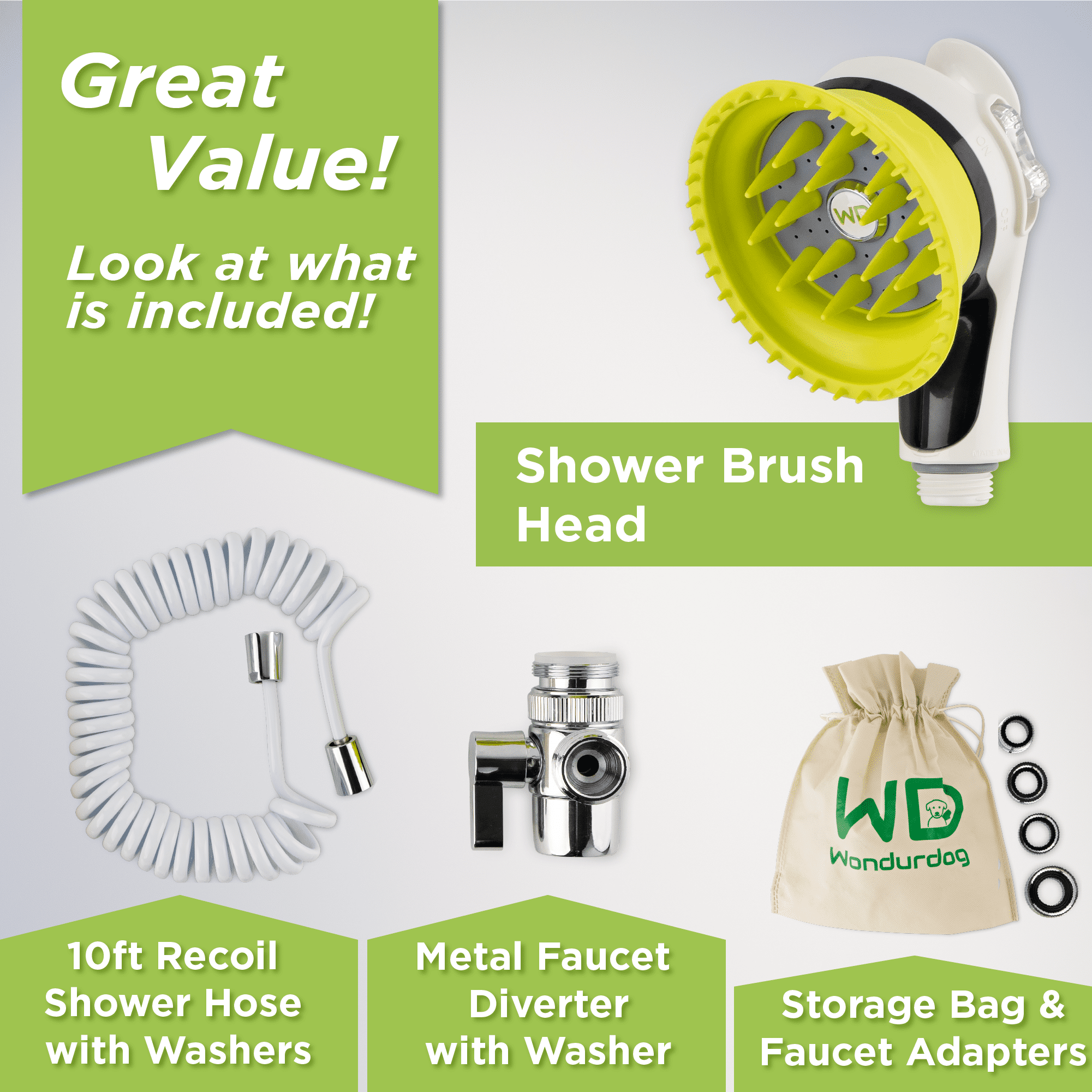 Wondurdog Indoor / Outdoor Dog Wash Kit for Sink Faucets and Garden Hose - Image 4