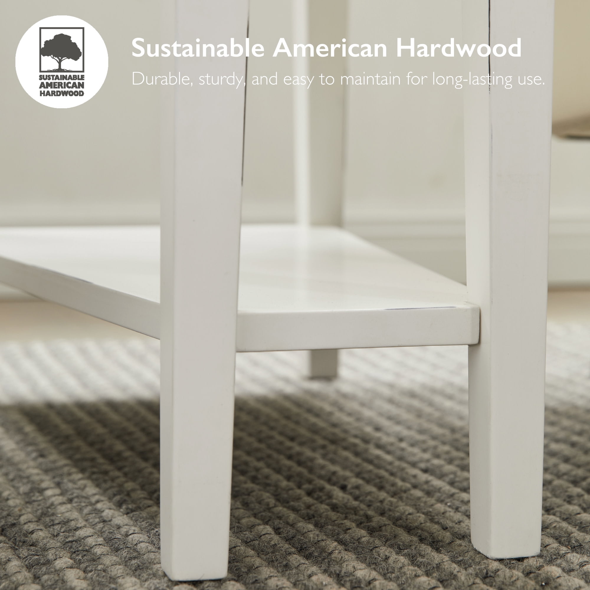 Leick Home Haven Ridge Wood Wedge End Table with Shelf, Farmhouse White - Image 11