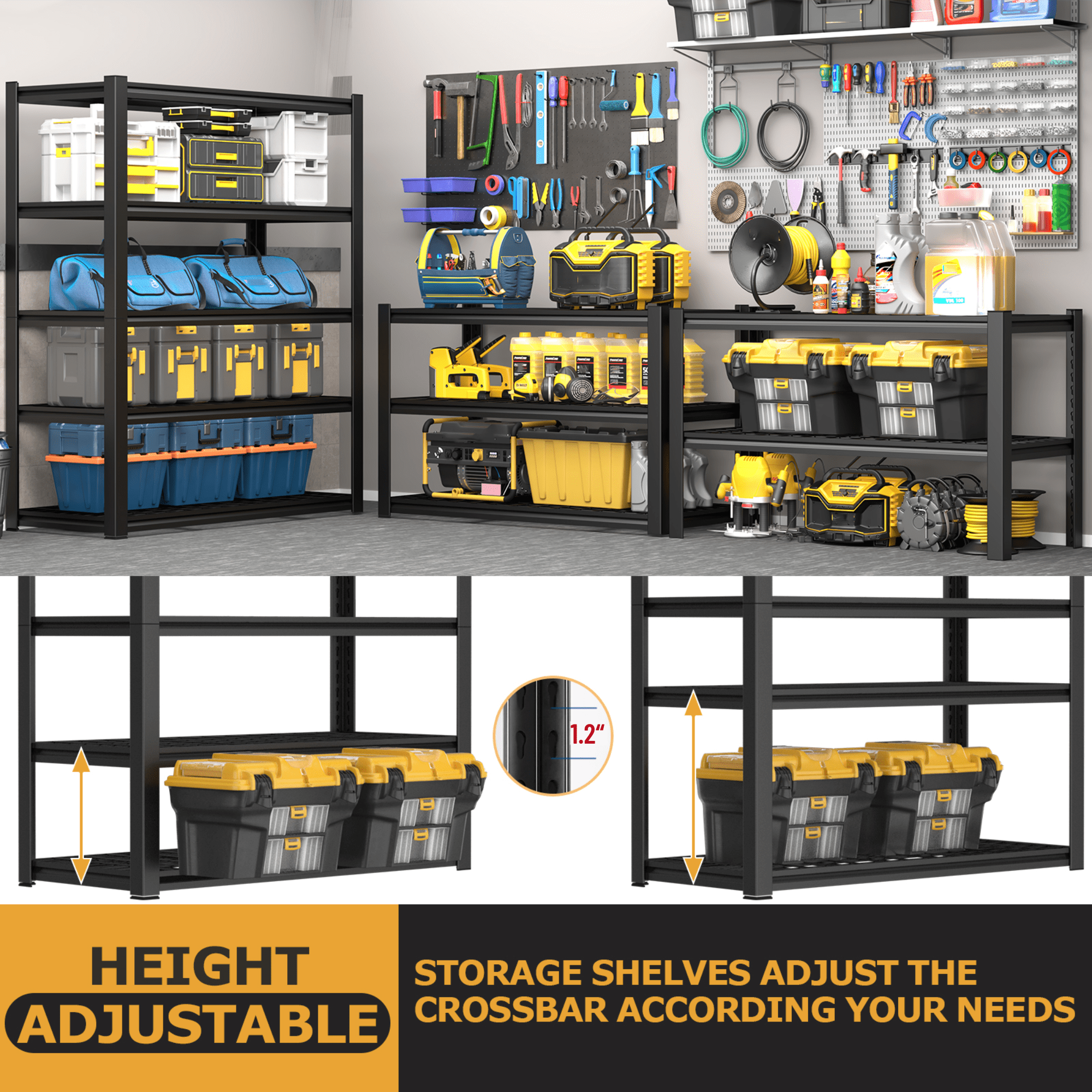 TrumanPick Storage Shelves 2500LBS Metal Wire Shelving Units Garage Storage Rack 48"W x 18"D x 72"H Heavy Duty Adjustable Industrial Shelving - Image 6