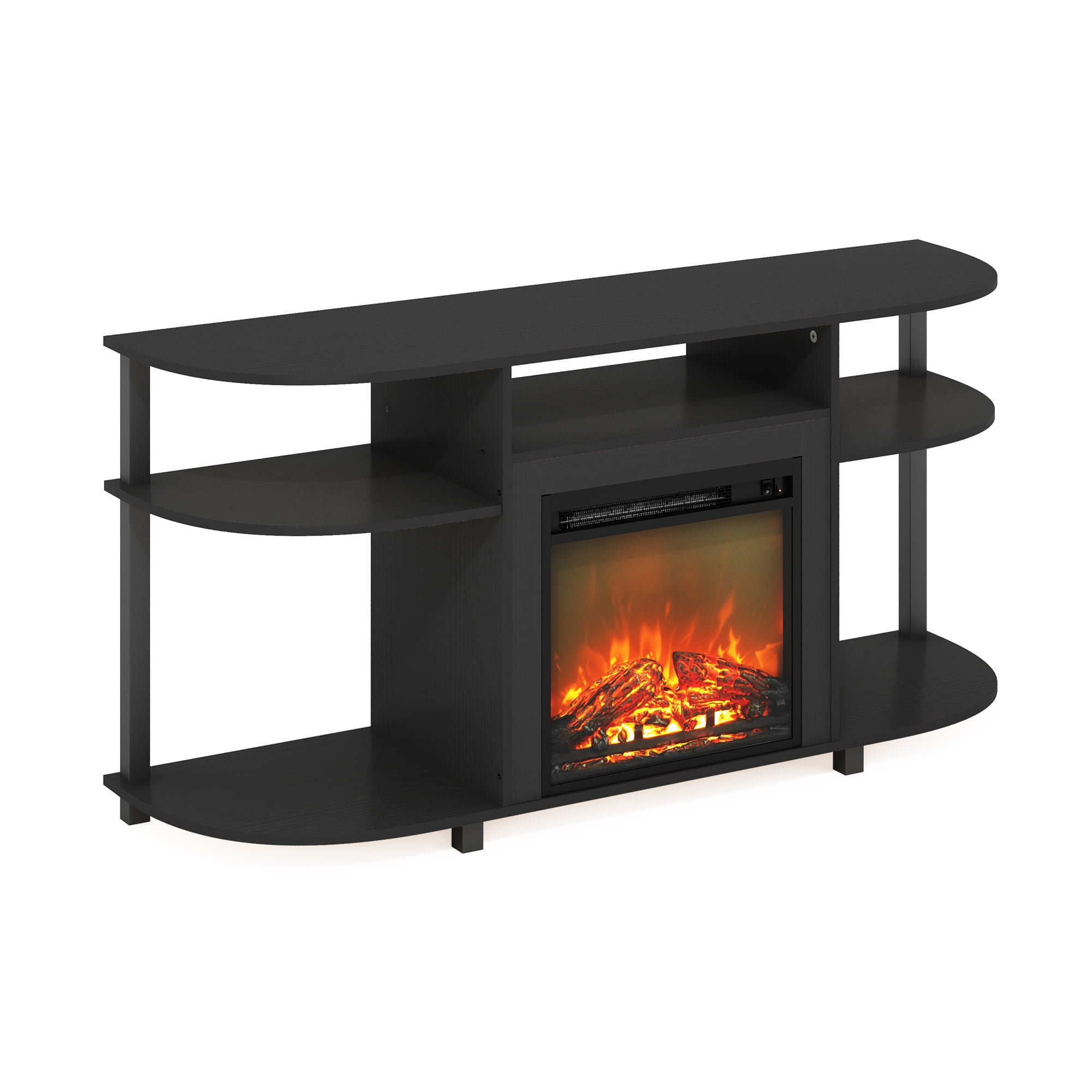 Furinno Jensen Open Storage Curved Entertainment Center Stand with Americano - Image 6