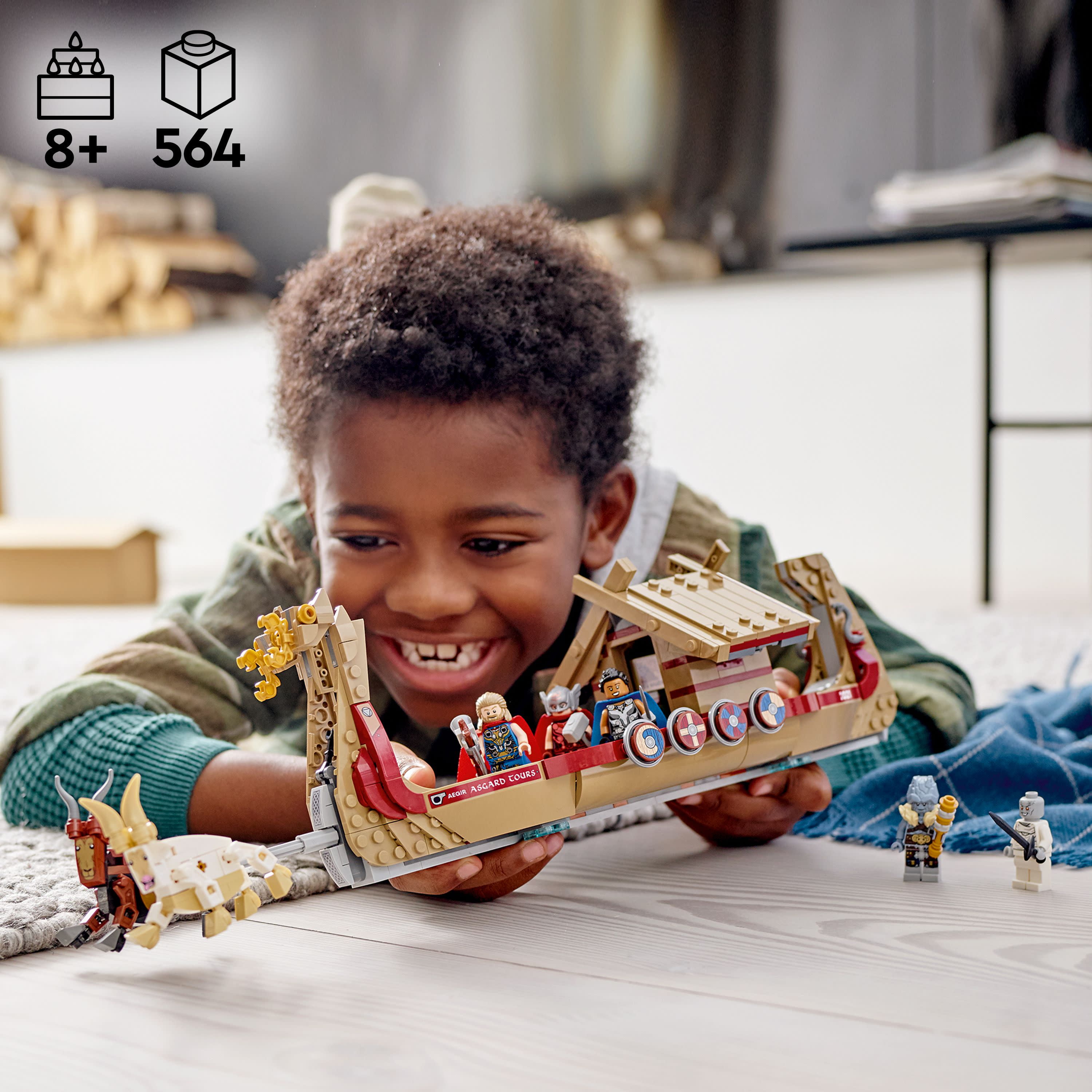 LEGO Marvel The Goat Boat 76208 Building Set - Thor Set with Toy Ship, Stormbreaker, and Movie Inspired Thor, Korg, and Valkyrie Minifigures, Avengers Gifts for Kids, Boys, and Girls Ages 8+ - Image 6