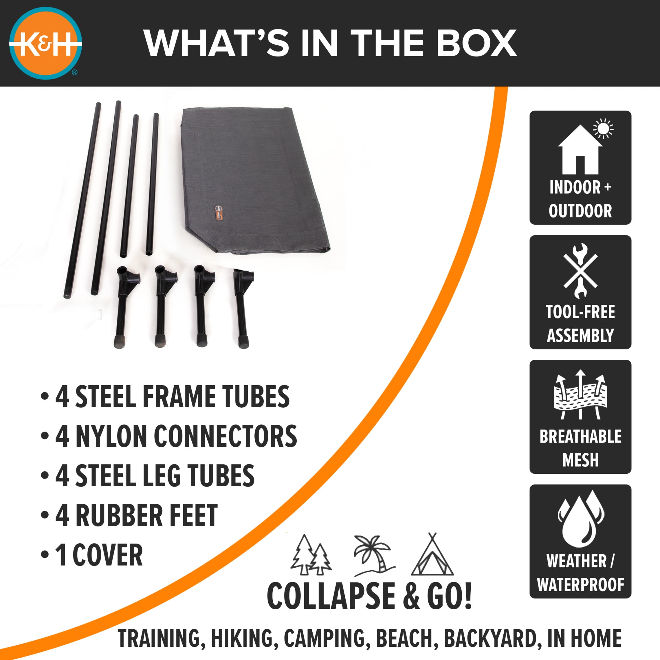 K&H Pet Products All Weather Elevated Outdoor Pet Cot Gray Large 42 X 30 X 7 Inches - Image 4