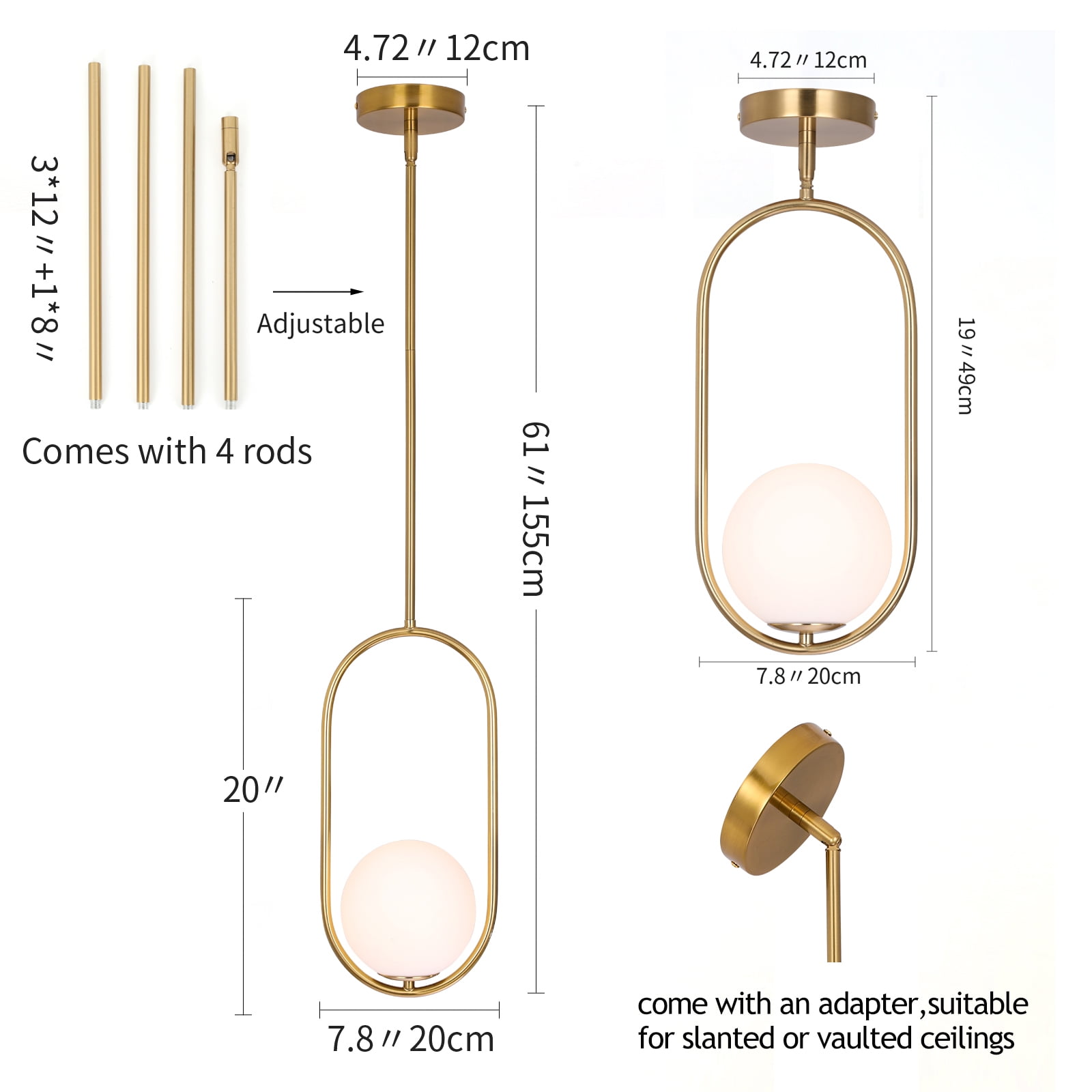 SEEU Modern Gold Globe Kitchen Island Pendant Lights - Image 3