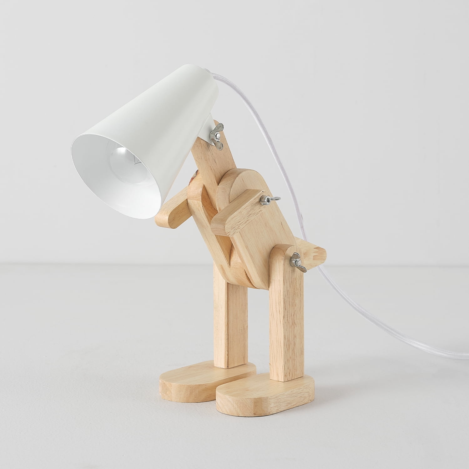 Globe Electric Terry Dinosaur 10" Wooden Desk Lamp, White Shade, In-Line On/Off Rocker Switch - Image 6