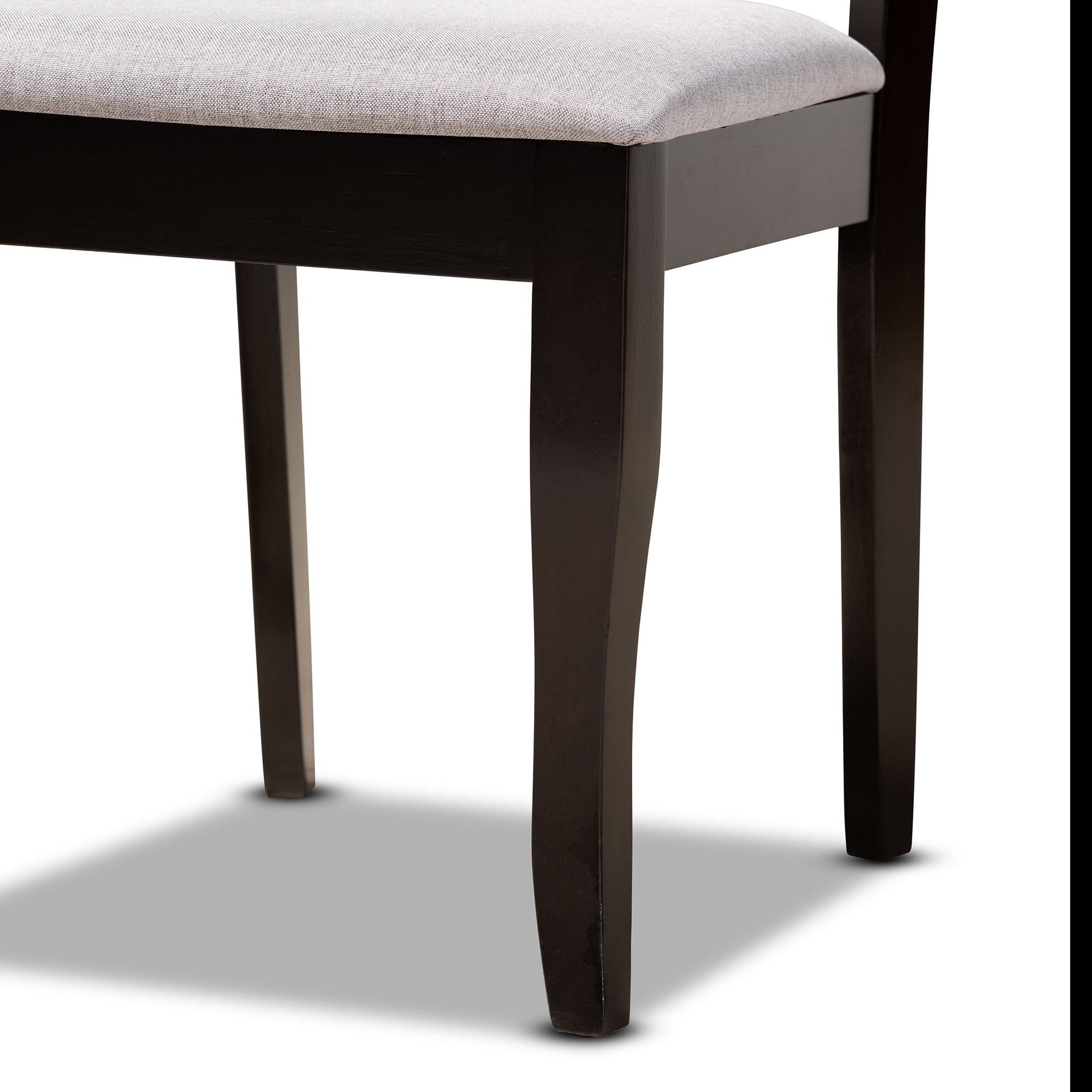 Baxton Studio Selby Modern and Contemporary Grey Fabric Upholstered and Dark Brown Finished Wood 5-Piece Dining Set - Image 4