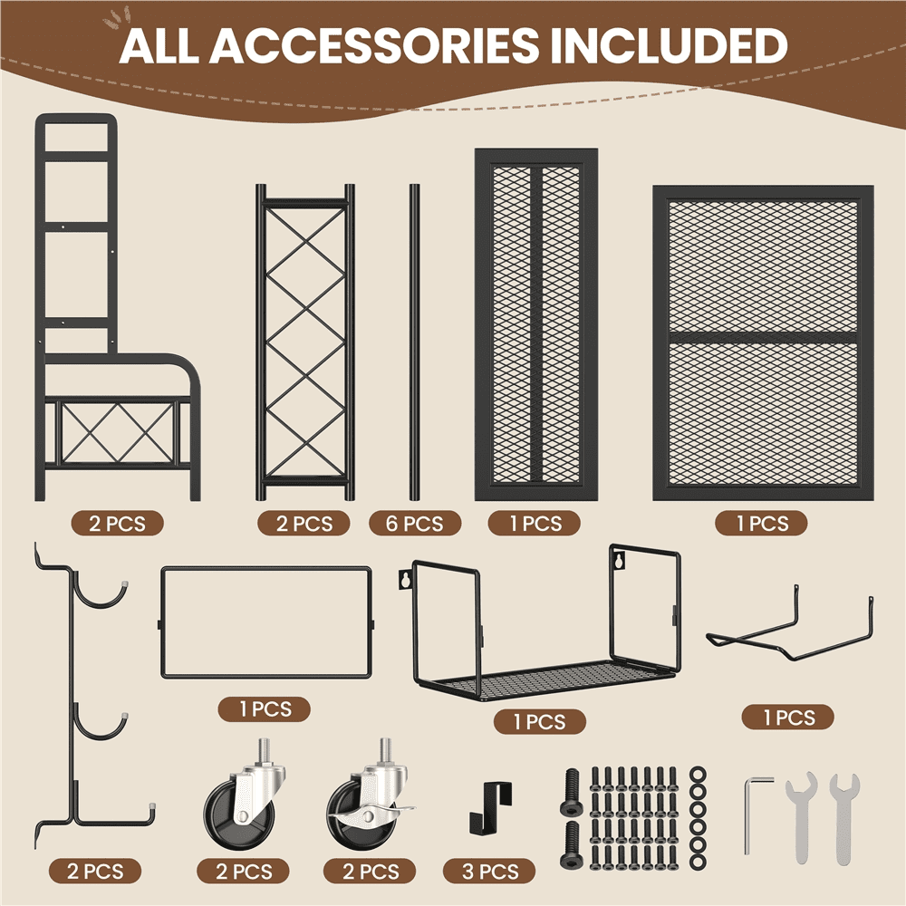 Renwick Metal Rolling Dumbbell Rack with Hooks, Black - Image 9