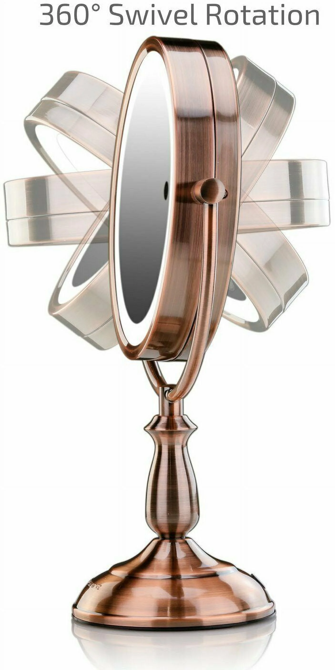 OVENTE 8.5'' Lighted Tabletop Bathroom Vanity Mirror, 1X 5X Magnifier, Copper MPT85CO1X5X - Image 2
