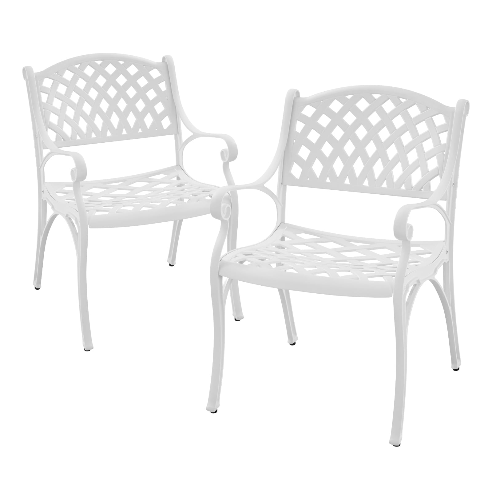 PATIO-IN Cast Aluminum Outdoor Patio Chairs - Set of 2, White - Image 7