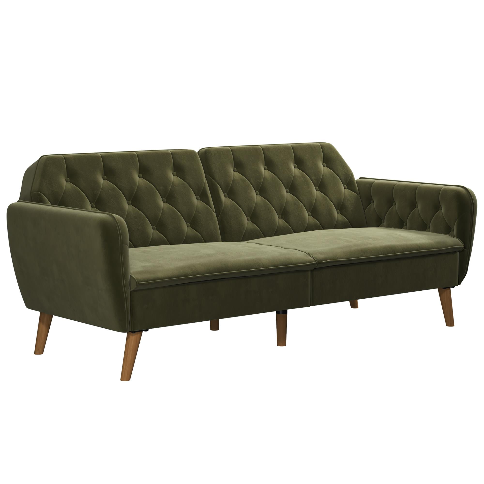 Novogratz Tallulah 83" Memory Foam Futon Sofa Bed, Green Velvet - Image 19
