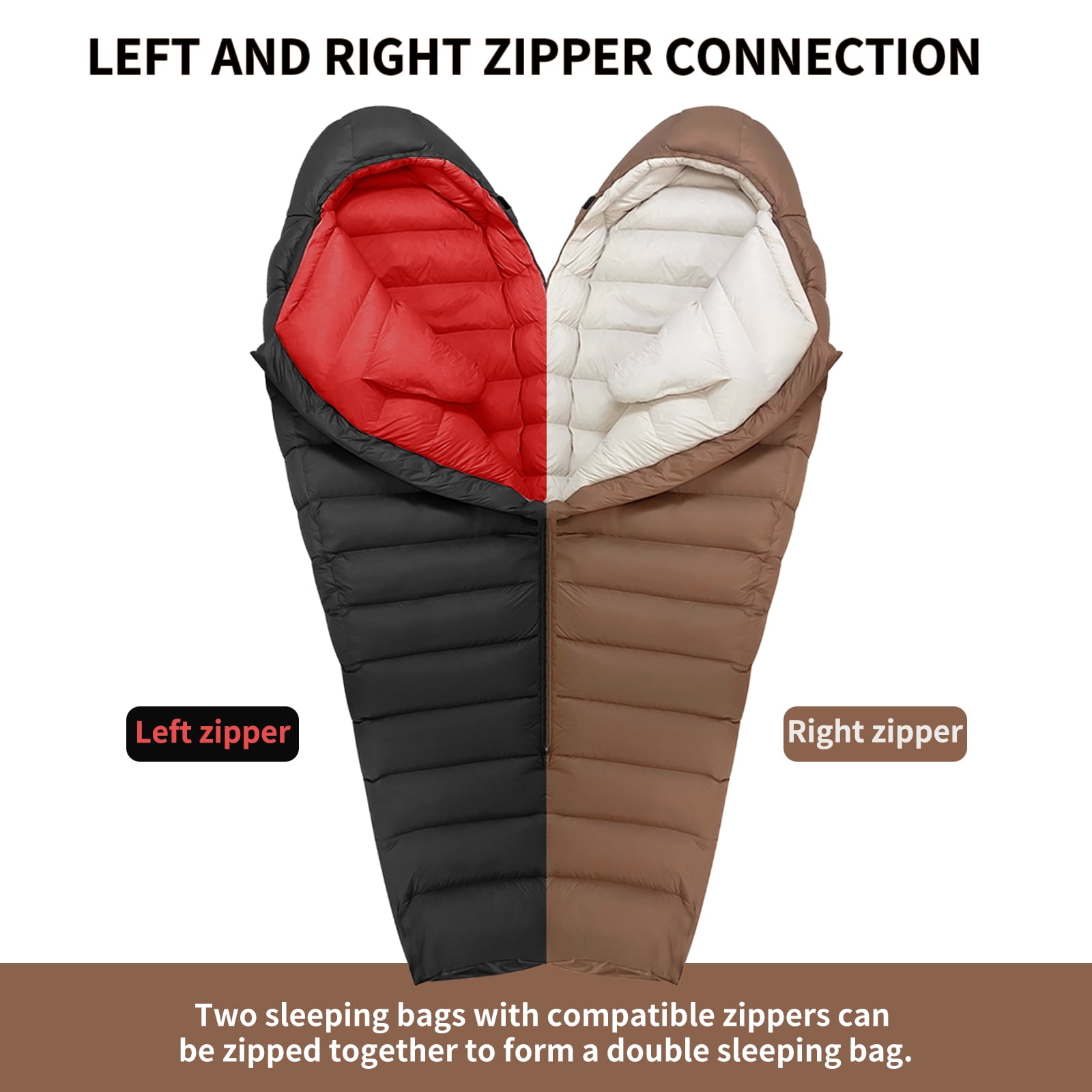 QEZER Adult Mummy Down Sleeping Bag, Perfect for Extreme Cold Weather, Essential for Camping and Backpacking, with compression sack, 88.6" × 32.3", 3.44 lb, Black - Image 4