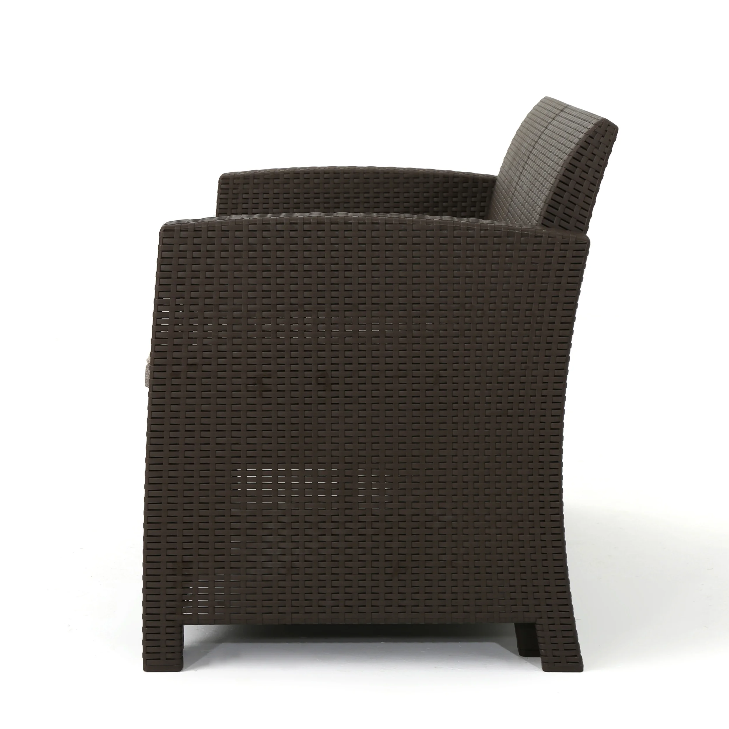 Azzura Faux Wicker Outdoor Club Chair, Brown, Mixed Beige - Image 5