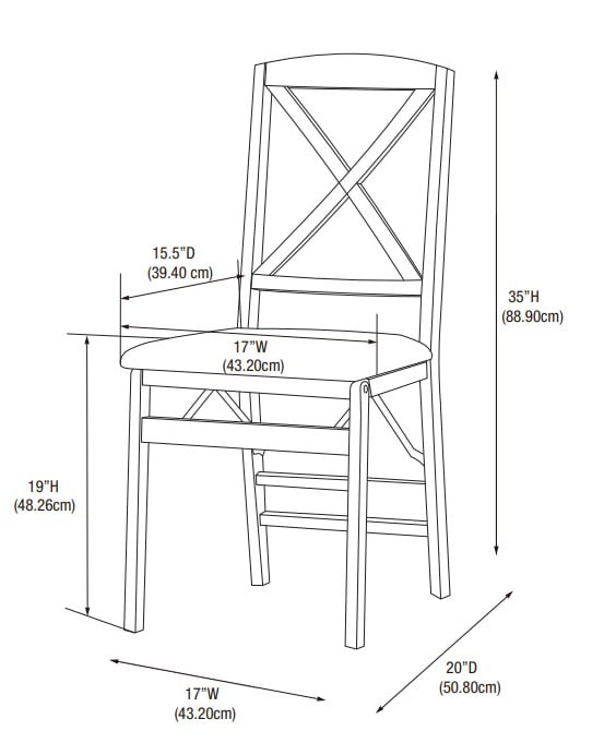 Linon Farrow Indoor Faux Leather Folding Chair with Cross-Back, Set of 2, Merlot/Dark Brown - Image 4
