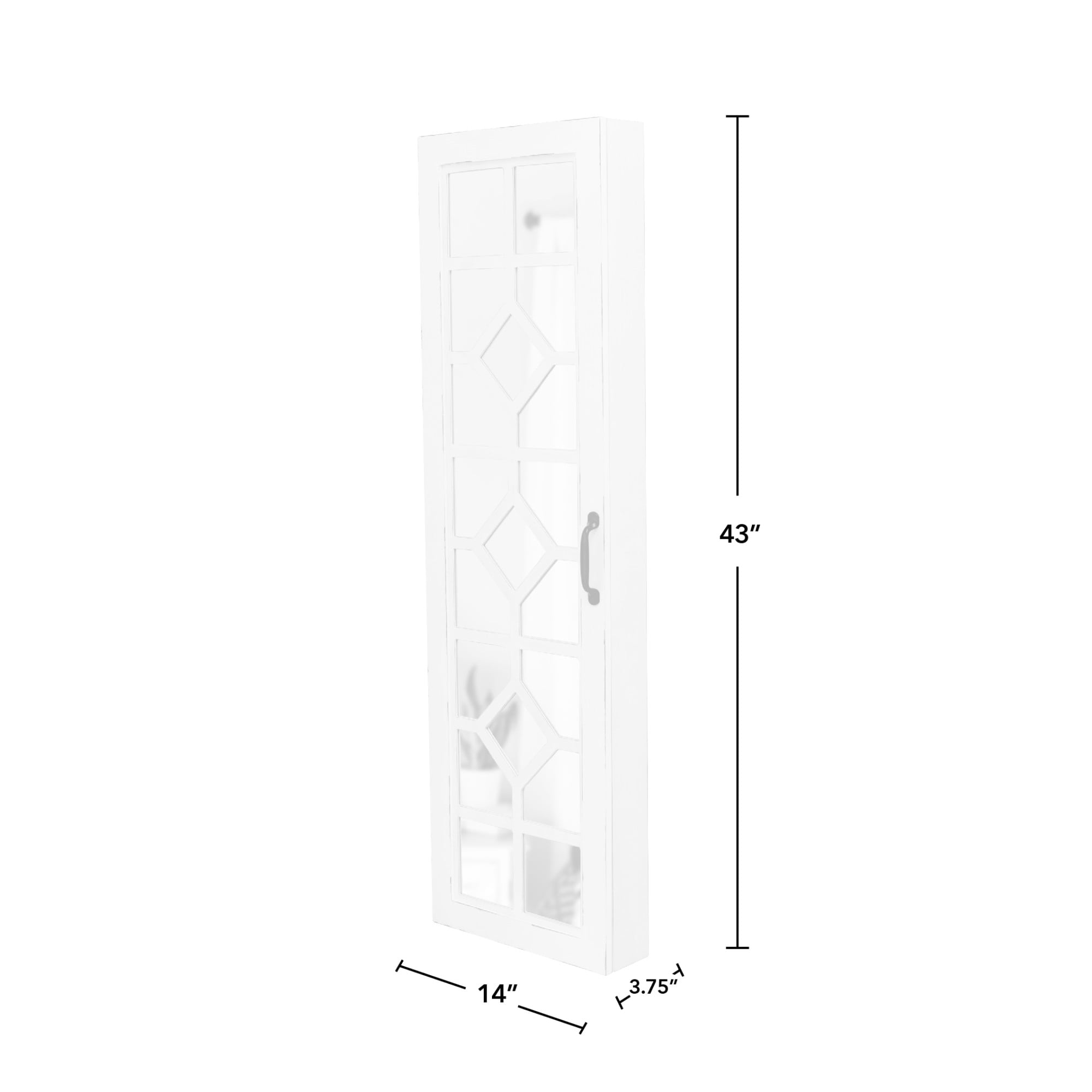 FirsTime & Co. White Eloise Mirrored Jewelry Armoire, Farmhouse, Painted, Rectangular,Wood, 14 x 3.75 x 43 in - Image 7