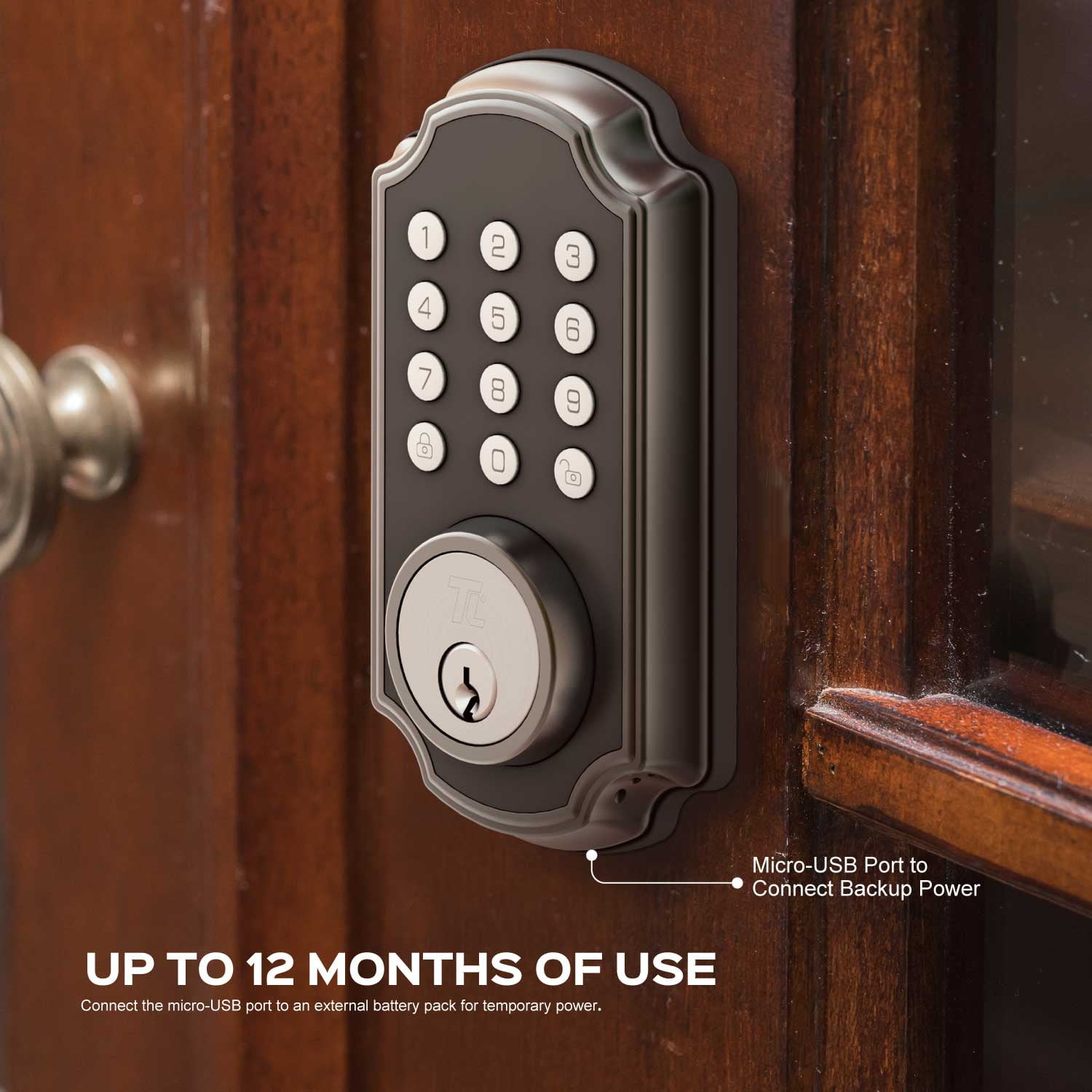 TurboLock TL117WM Smart Deadbolt Door Lock Wi-Fi Bridge Keypad App Remote Control Ready For Thicker Doors (IP65) - Image 5