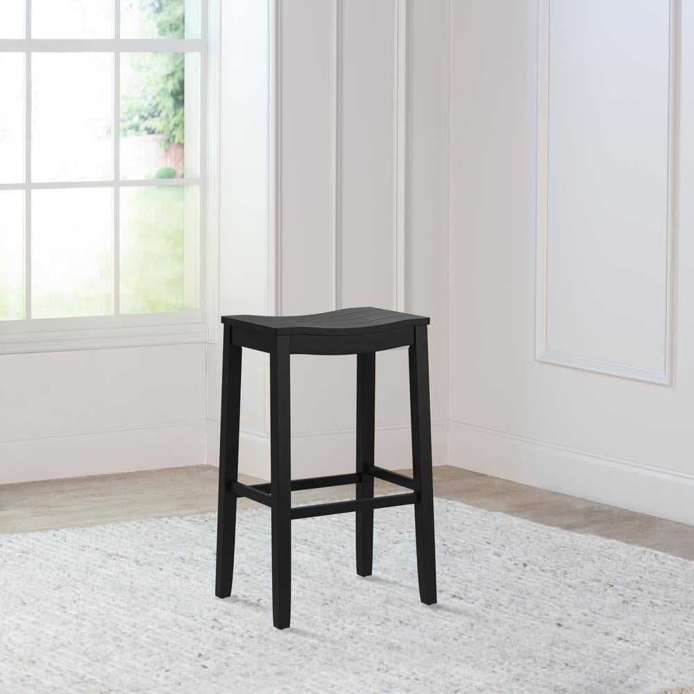 Woven Paths Fiddler Wood Backless Bar Height Stool, Black - Image 4