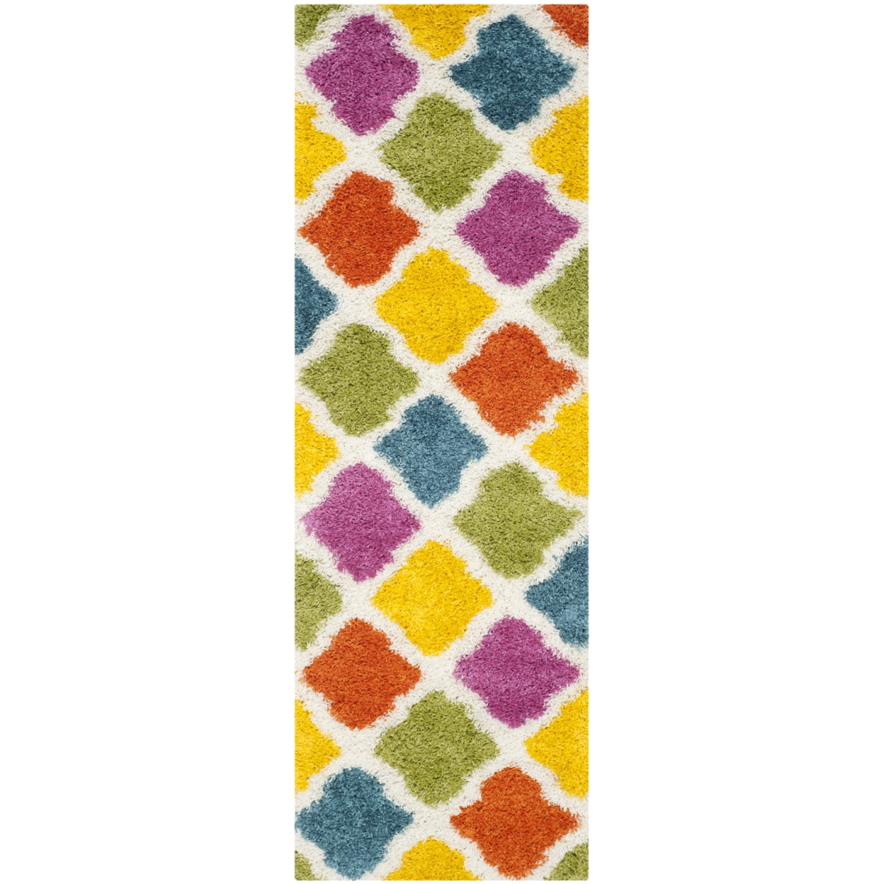 SAFAVIEH Jaycob Geometric Kids Shag Area Rug, Ivory/Multi, 4' x 6' - Image 4