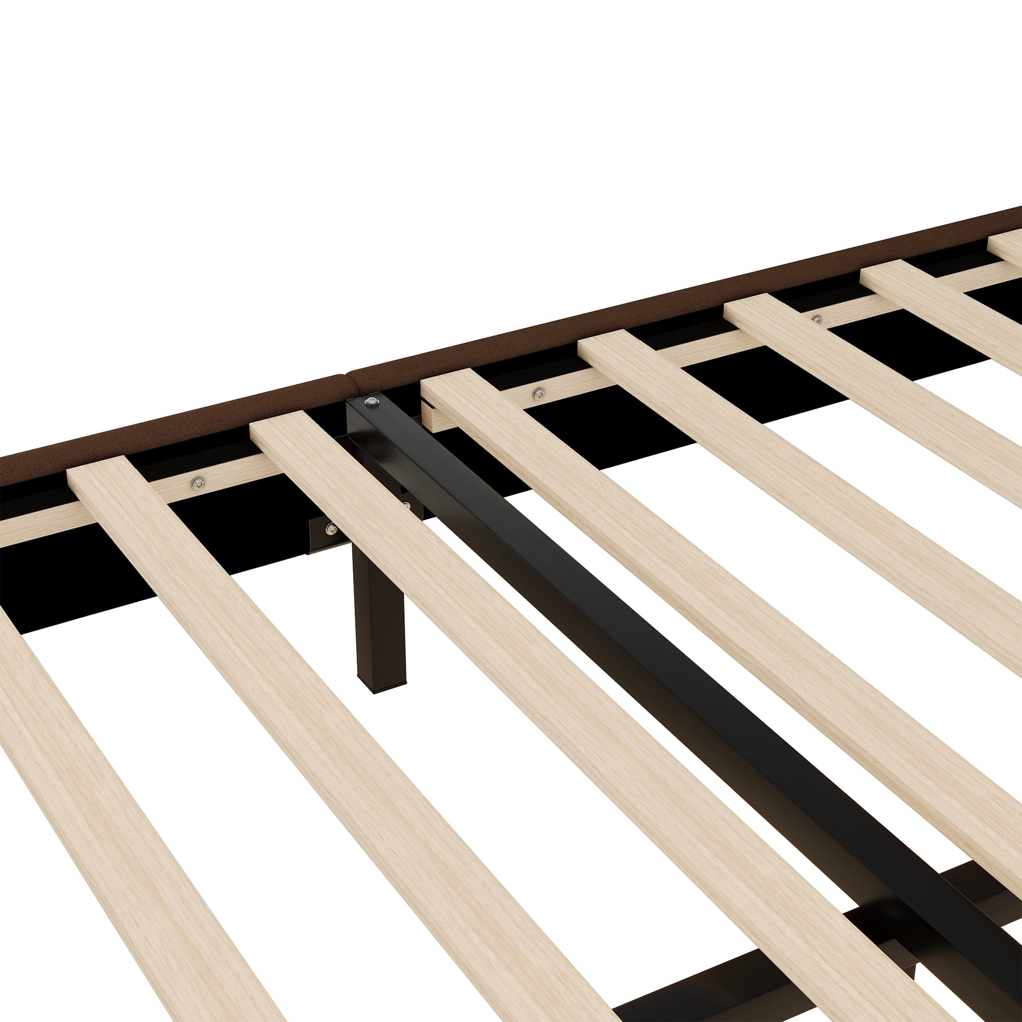 Euroco Upholstered Full Size Platform Bed Frame, Cartoon Bear-Shaped Bed with LED Light for Kids, White - Image 10