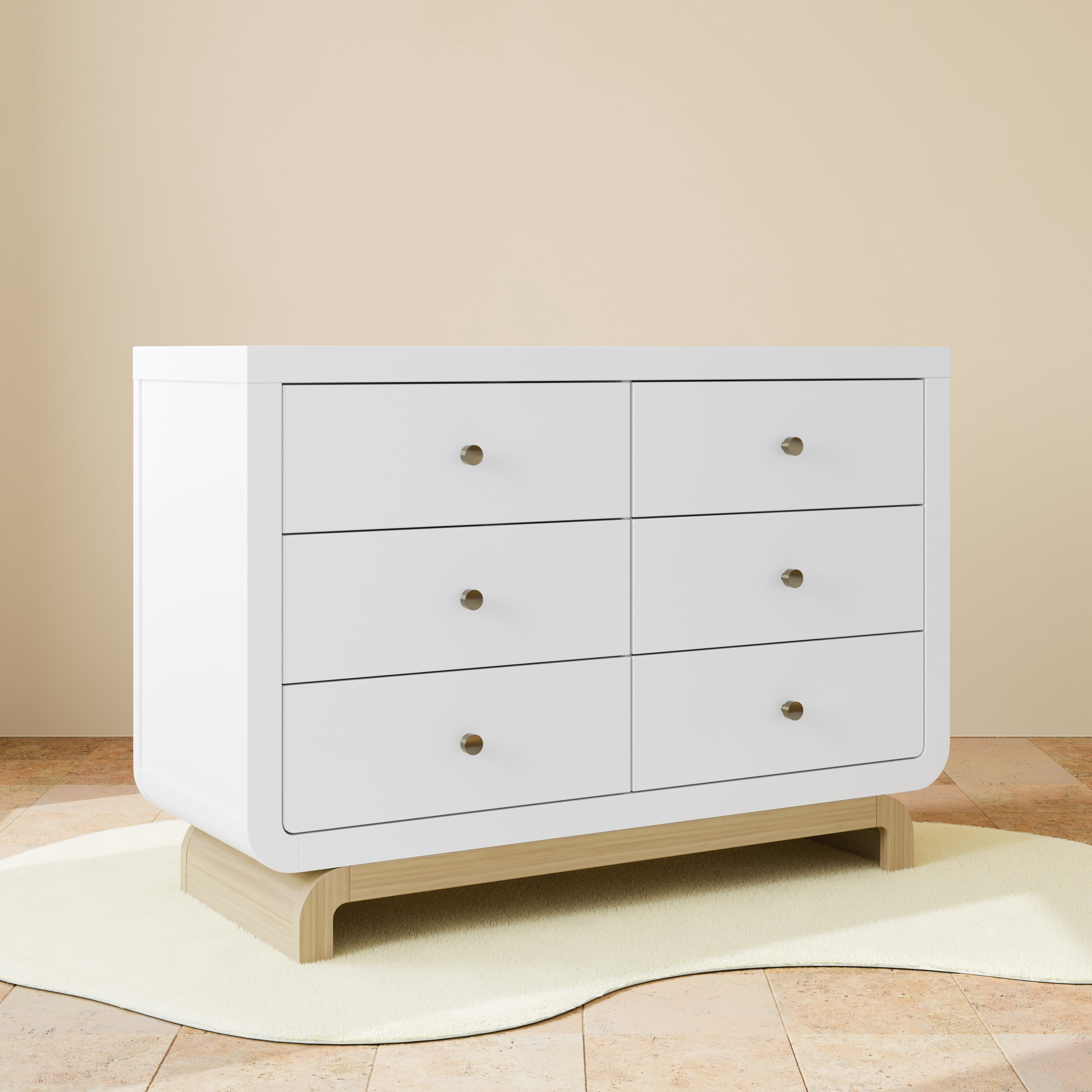 Art of Nursery by Storkcraft Santorini 6 Drawer Nursery Double Dresser, White with Driftwood - Image 14