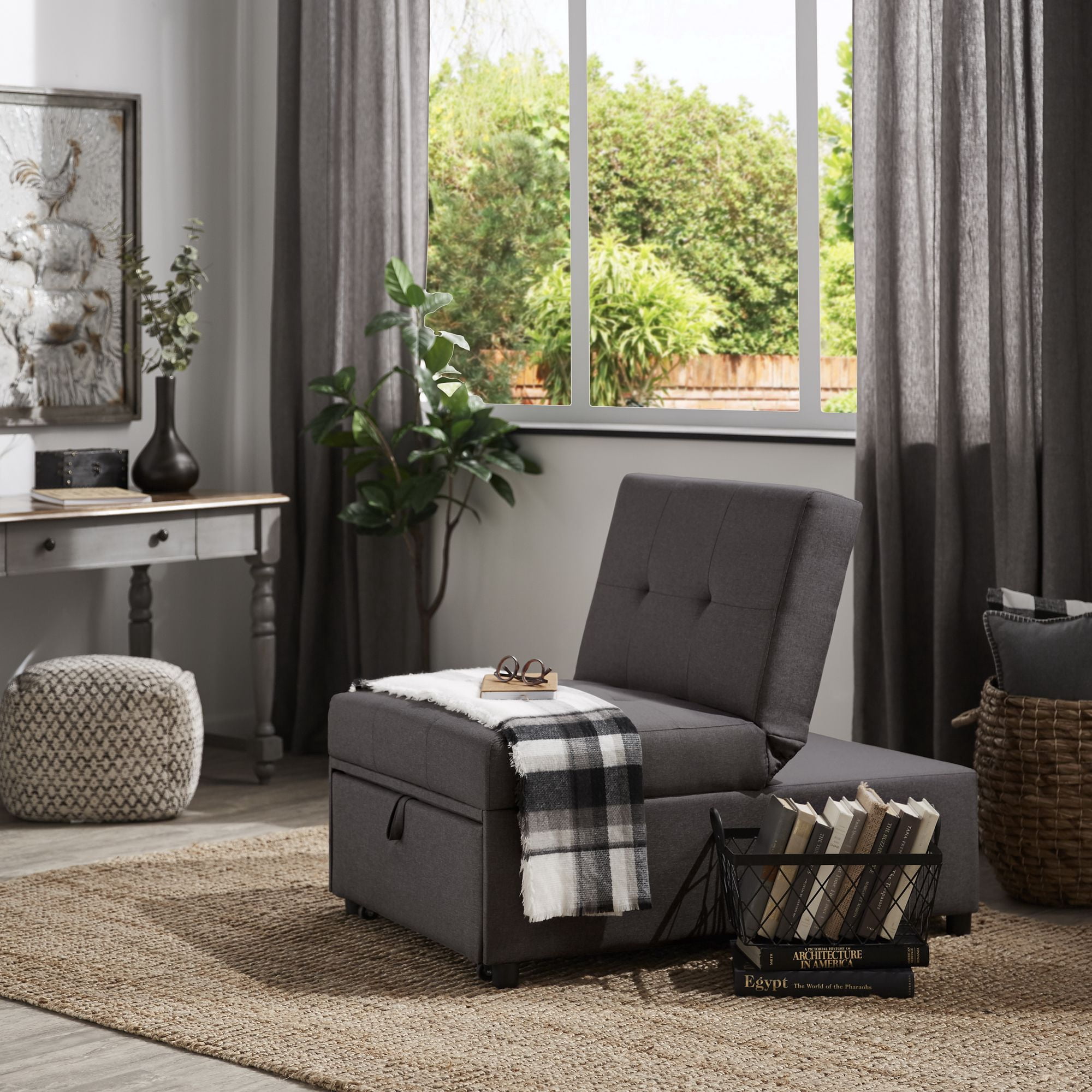 Weston Home Tucker Convertible Ottoman, Dark Grey - Image 5