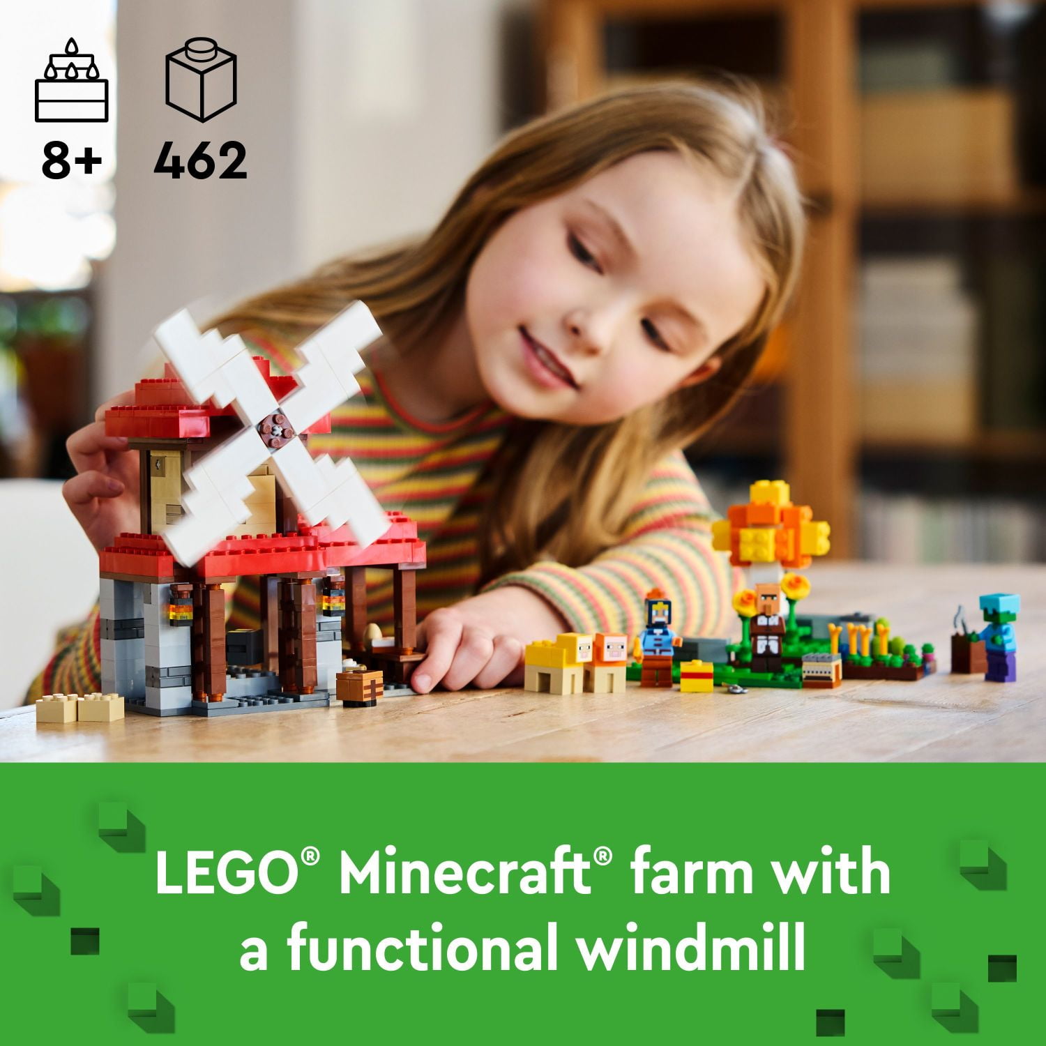 LEGO Minecraft The Windmill Farm Video Game Toy, Farm Building Set with Minecraft Minifigures and Equipment, Zombie Themed Birthday Gift for Kids, Minecraft Toy for Boys and Girls Ages 8 and Up, 21262 - Image 7