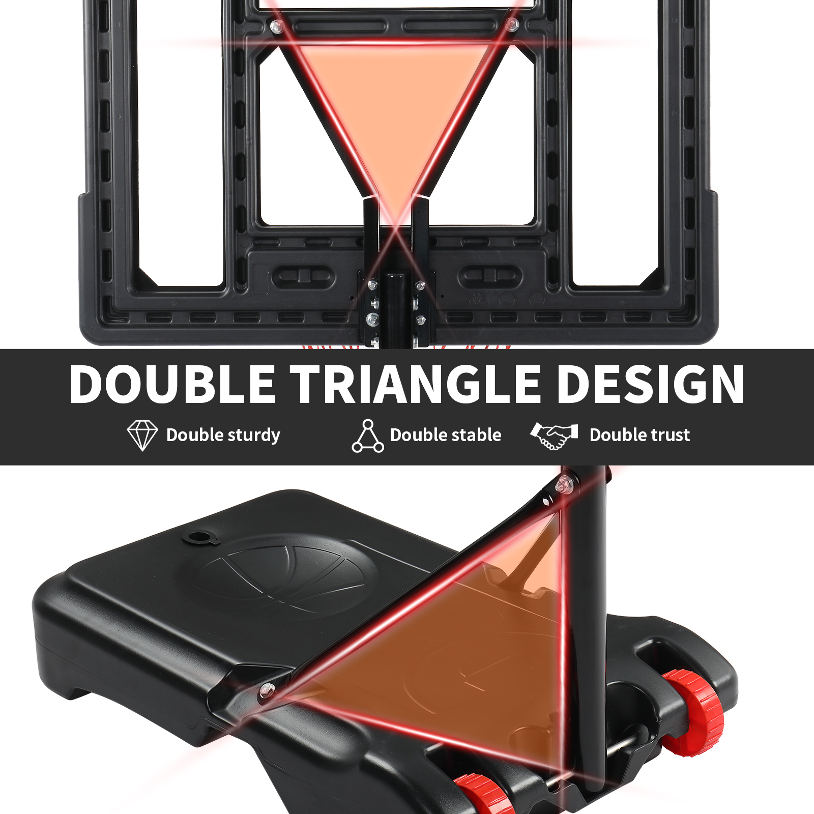 Ktaxon 6.5-8ft Basketball Hoop System, 33in Portable Basketball Goals with Basketball and Indoor Outdoor - Image 6