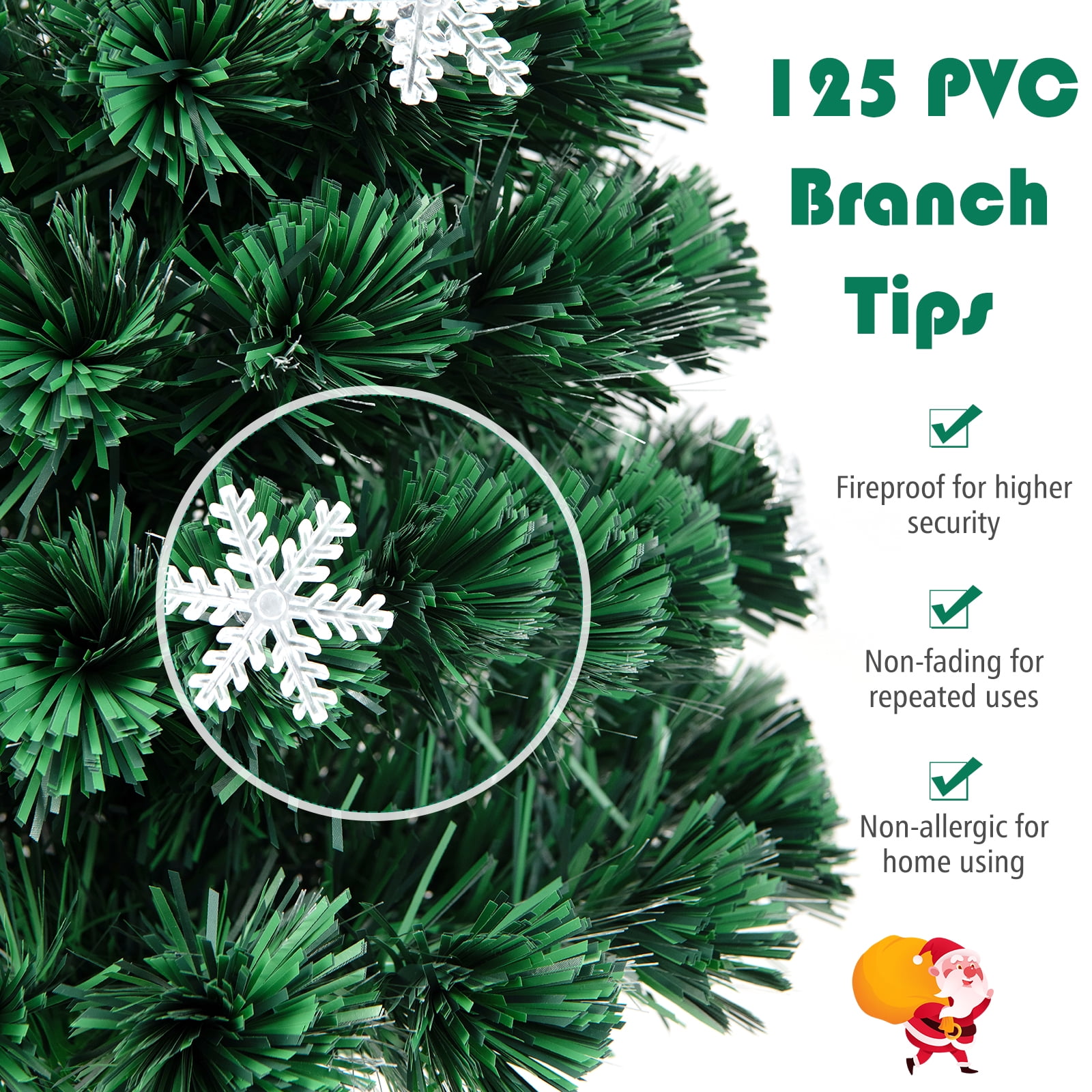 Costway 4FT Pre-Lit Fiber Optic Christmas Tree Multicolor Lights - Image 6