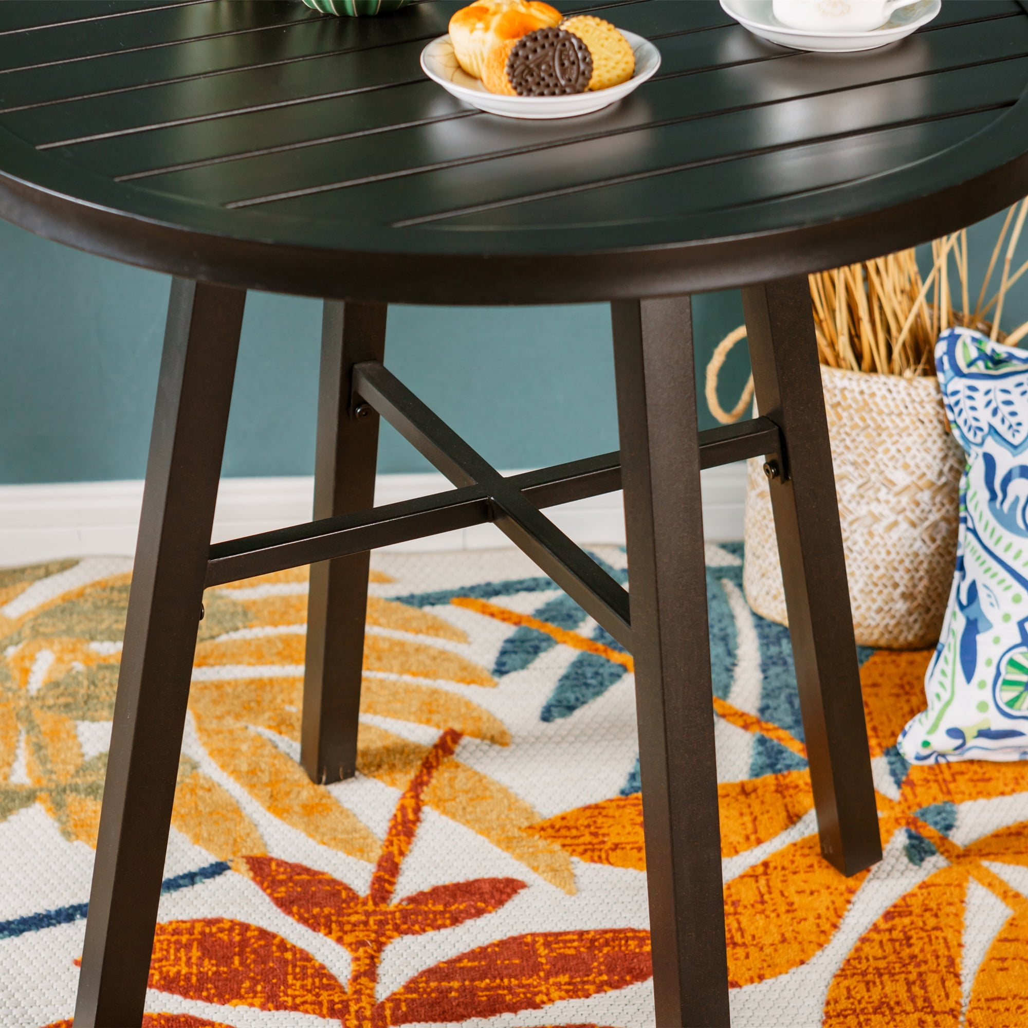 MF Studio 3-Piece Metal Patio Bistro Set Outdoor Accent Conversation Furniture for Yard, Porch and Garden, Black - Image 3