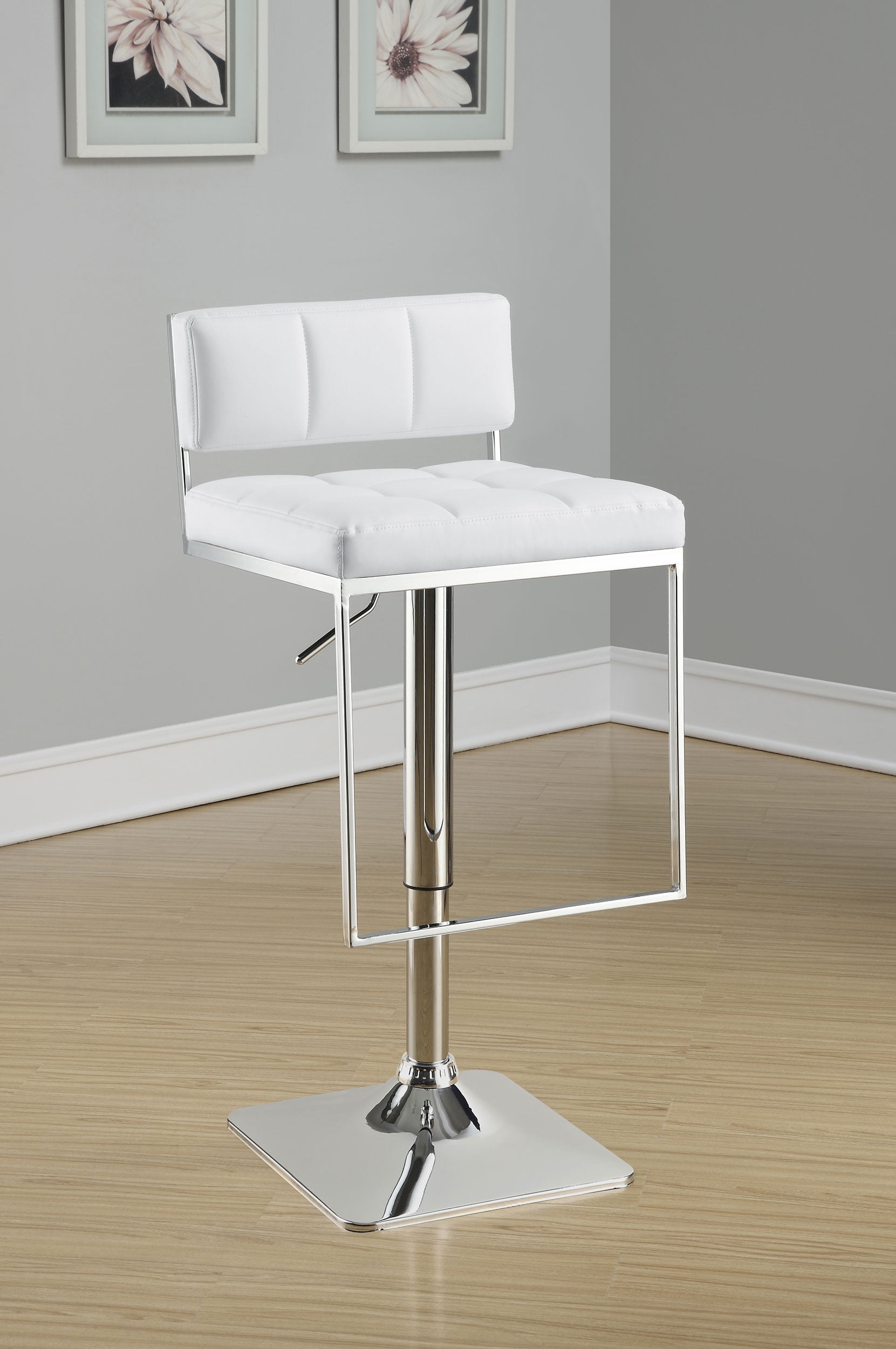 Alameda Adjustable Bar Stool Chrome and White - Image 8