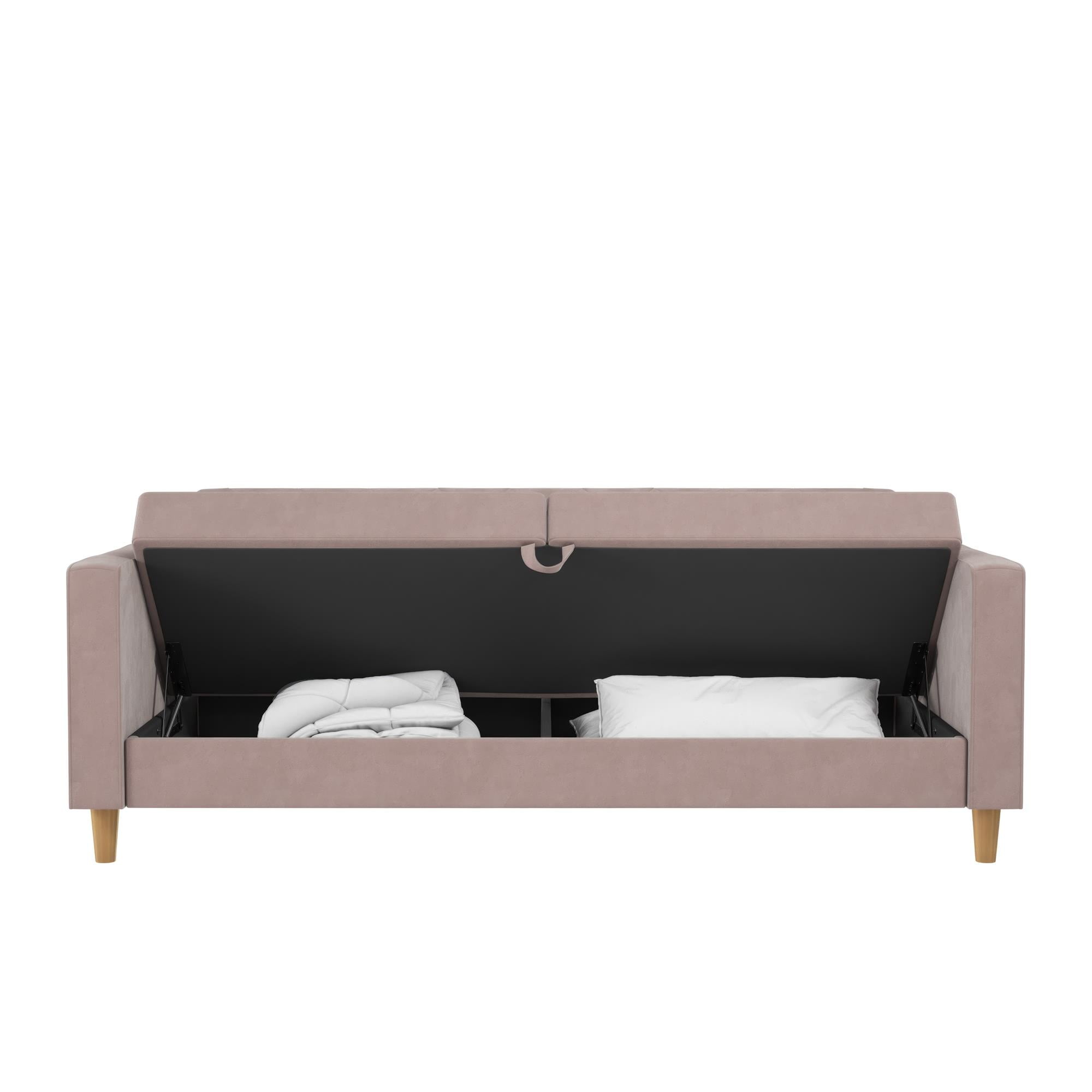 CosmoLiving Liberty Futon with Storage, Blush Velvet - Image 11