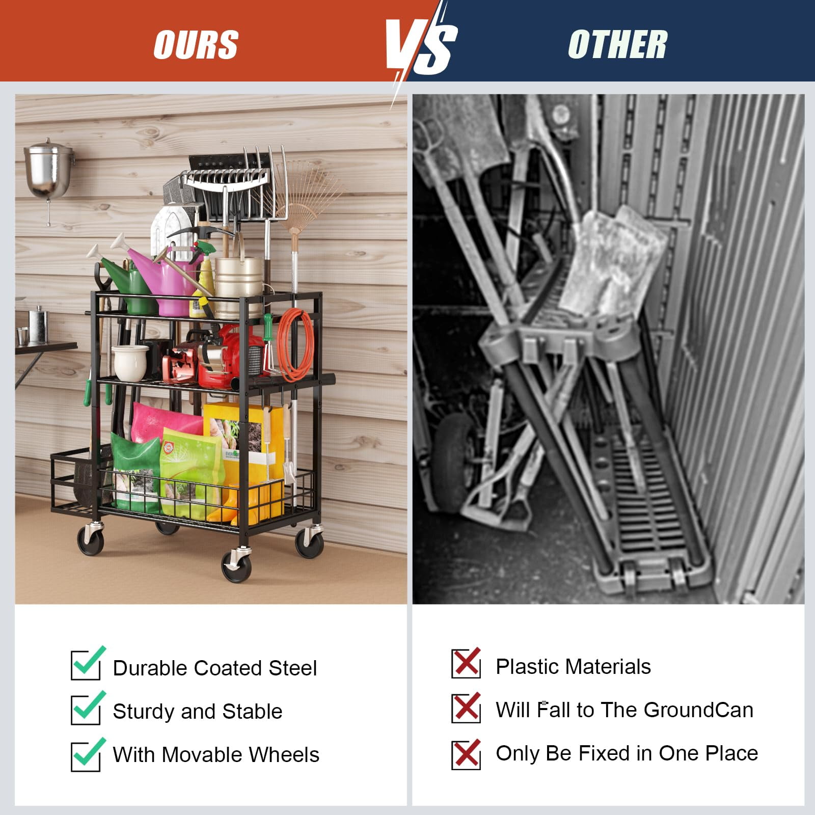 Emfogo Large Capacity Tool Boxes and Organizers, Iron Black, 47" x 16" x 24" - Image 5