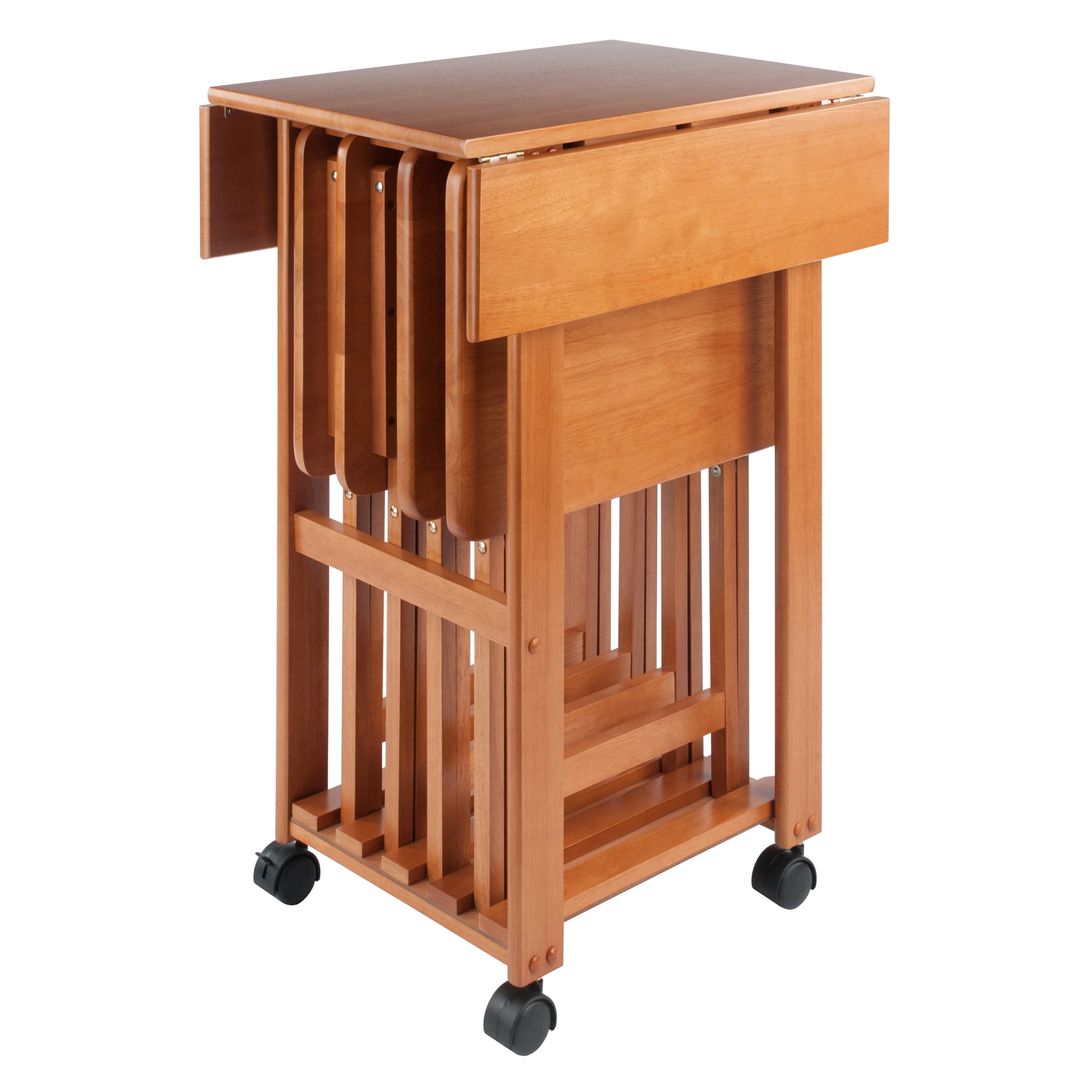 Winsome Wood Sophia 5-Pc Snack Table Set, Teak Finish - Image 2