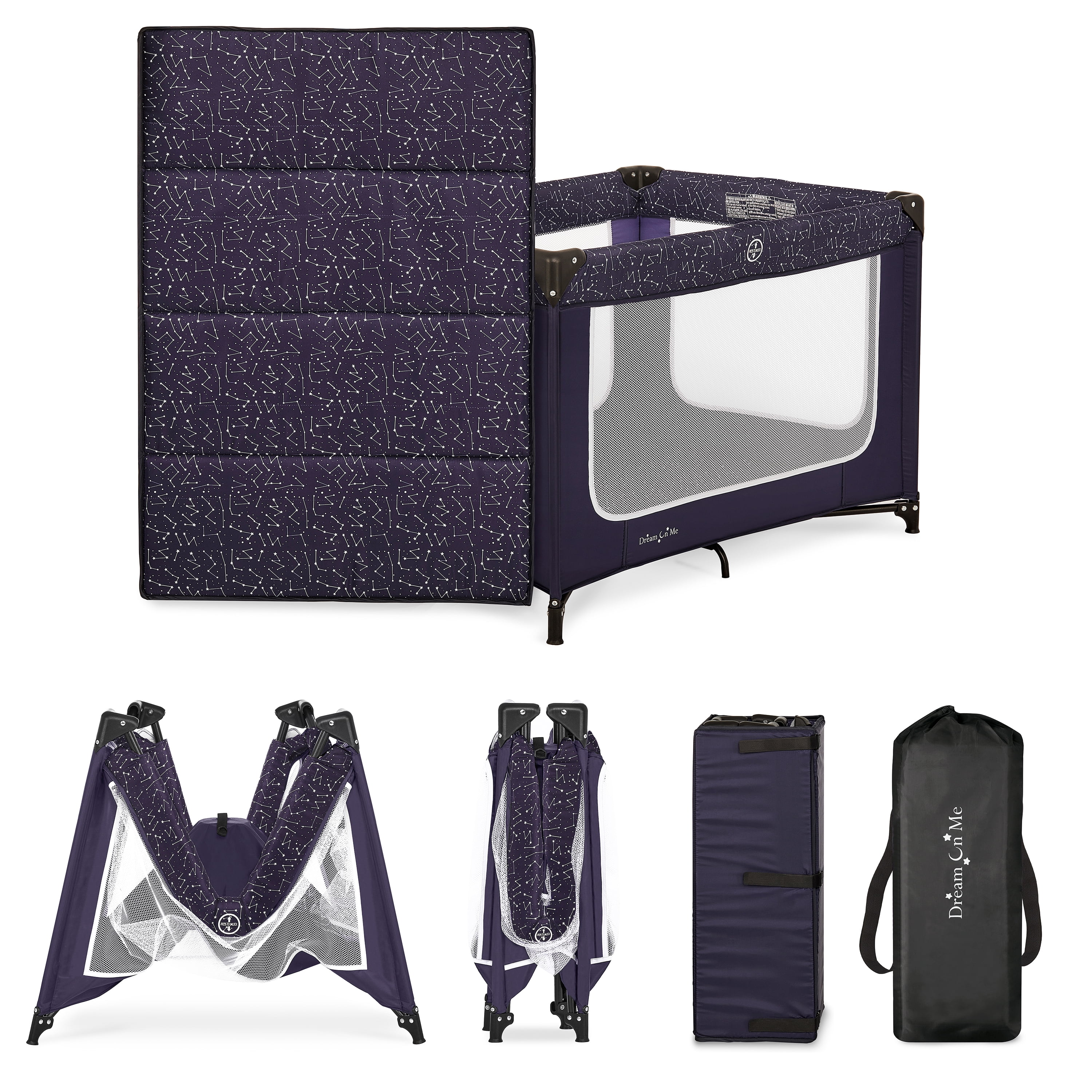 Dream On Me Emily Rose Deluxe Playard with Changing Tray and Infant Bassinet | with Canopy | Waterproof Fabric | with Changing Station | JPMA Certified | Lightweight In In Galaxy Blue - Image 14