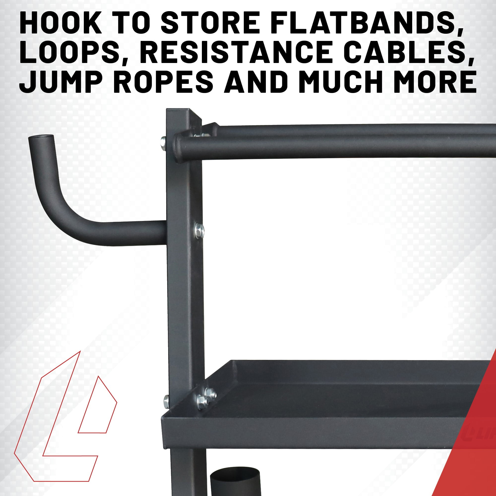 Lifeline Fitness Home Gym 3-Shelf Storage Rack with Rope and Band Hook - Holds up to 440 LBS - Image 6
