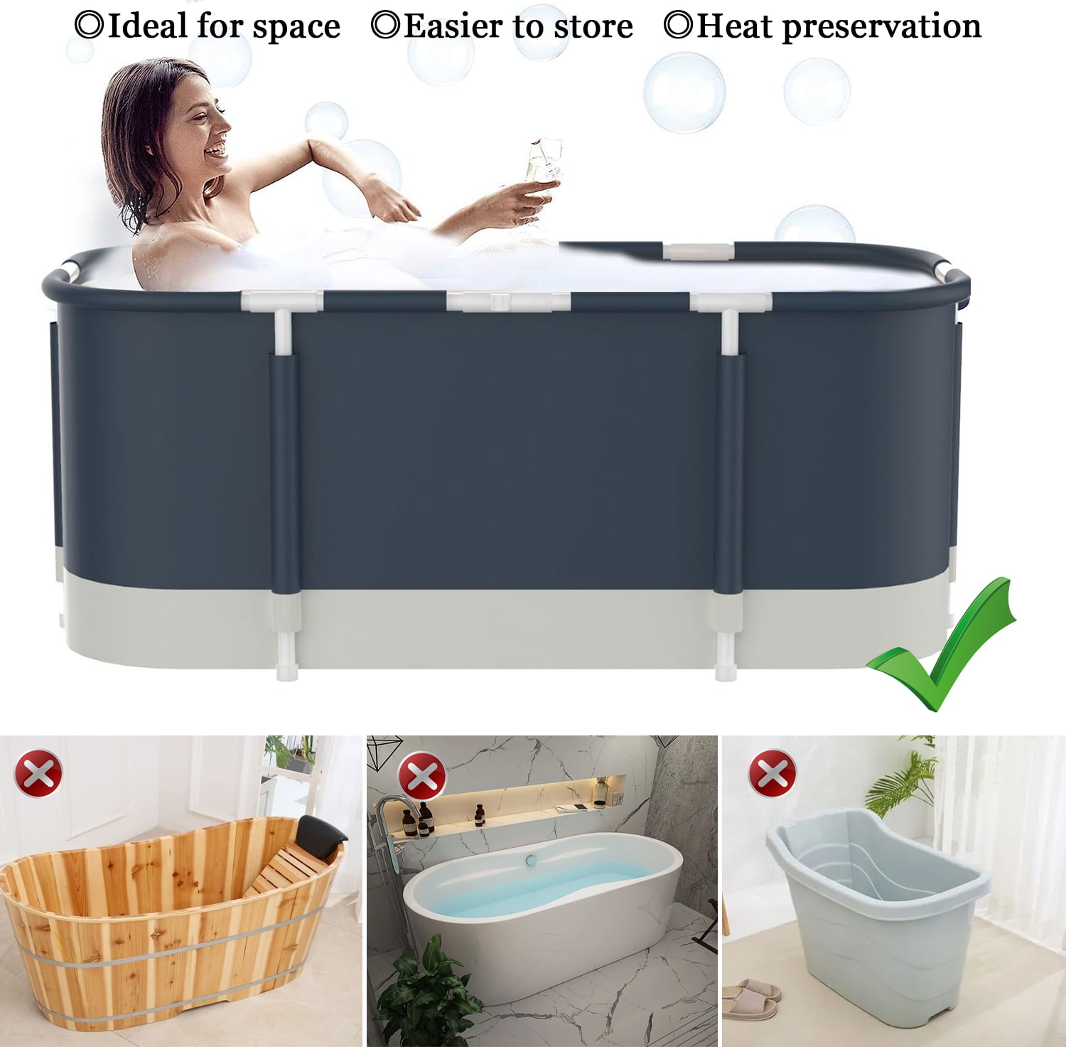 CAPRI MARATEA TR0072_IN, Blue+Beige Portable Ice/Hot Bathtub with Thermal Foam - Image 4