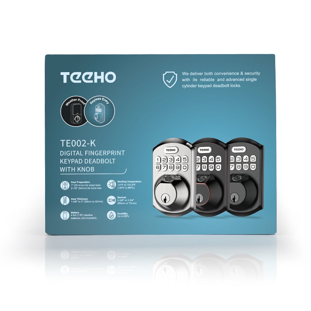 TEEHO Fingerprint Keyless Entry Door Lock, Electronic Smart Deadbolt with 2 Handles Knobs, Digital Doors Lock with Keypad Set, Easy Installation-Oil Rubbed Bronze - Image 2