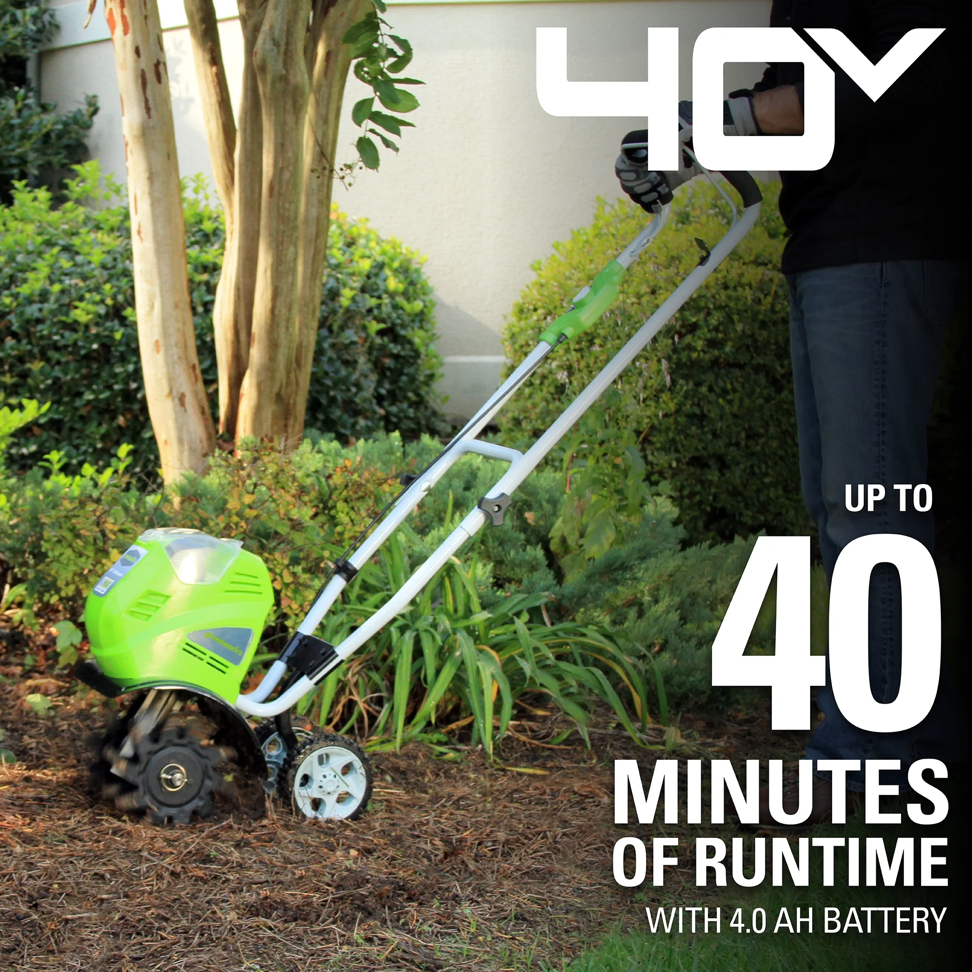 Greenworks 40V 10" Cordless Cultivator/Tiller with 4.0Ah Battery & Charger 27062 - Image 9